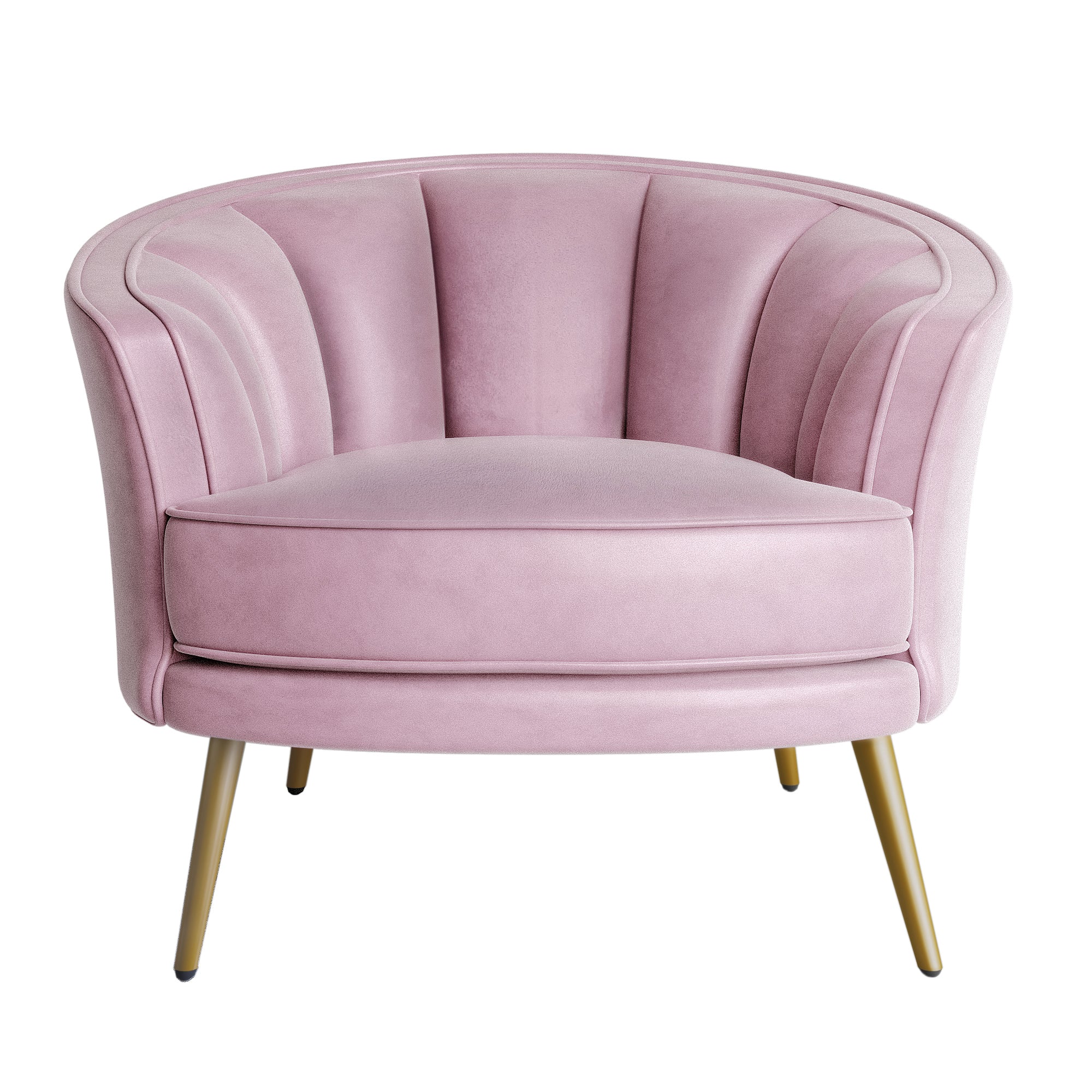 Velvet Barrel Chair with Metal Legs