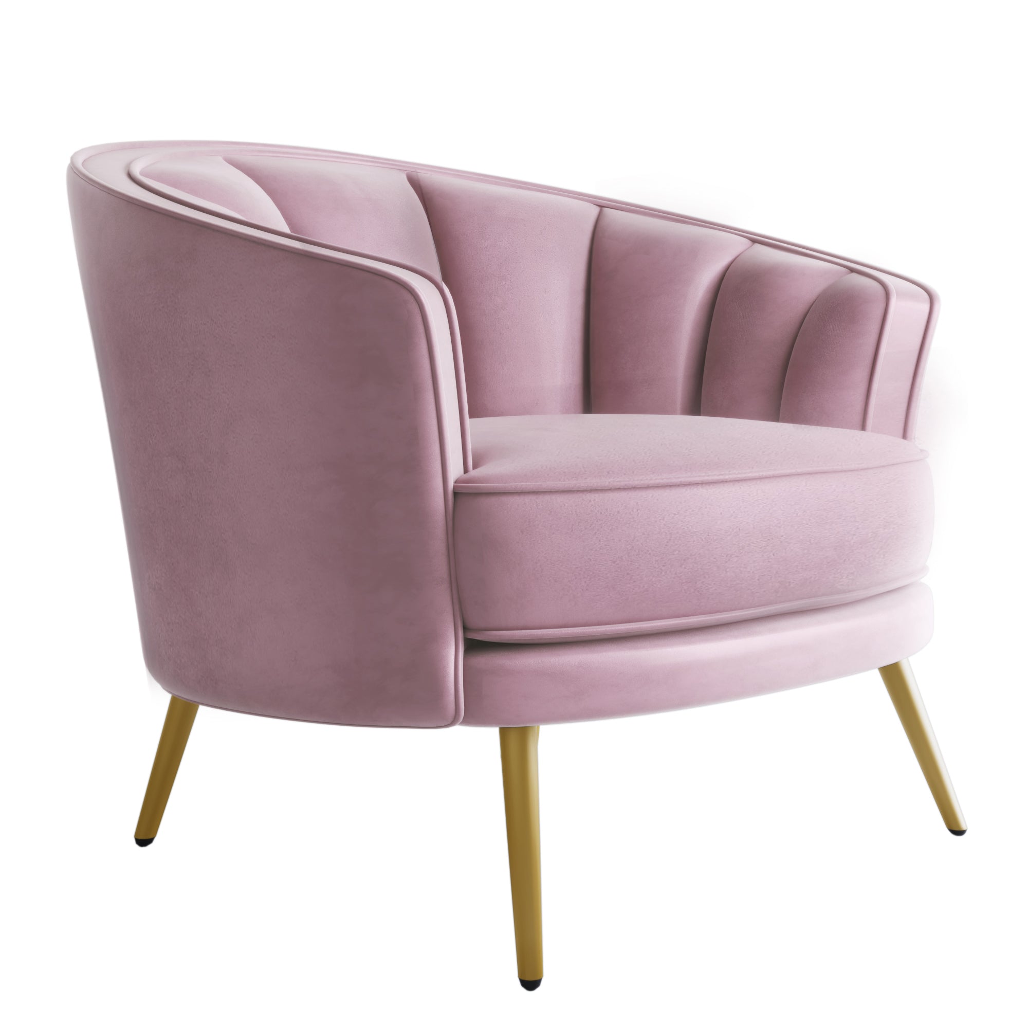 Velvet Barrel Chair with Metal Legs