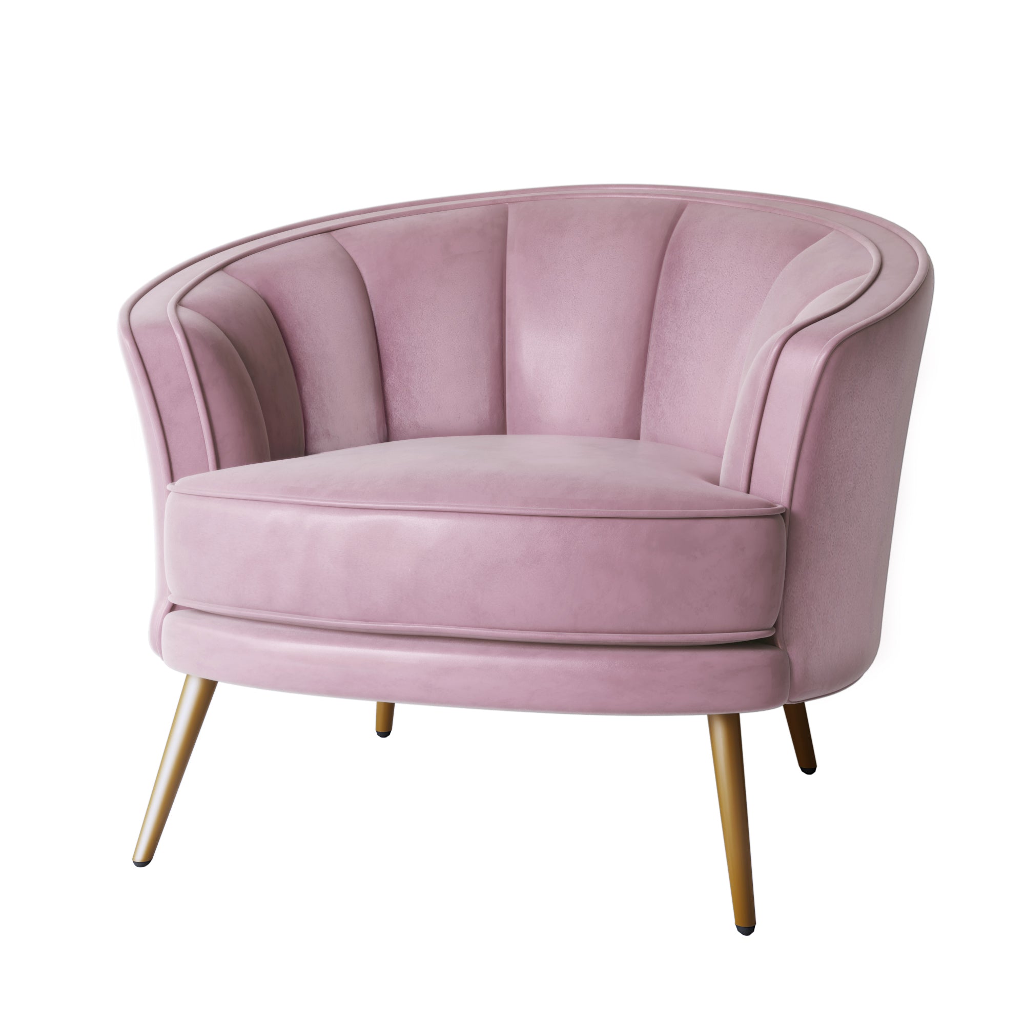 Velvet Barrel Chair with Metal Legs