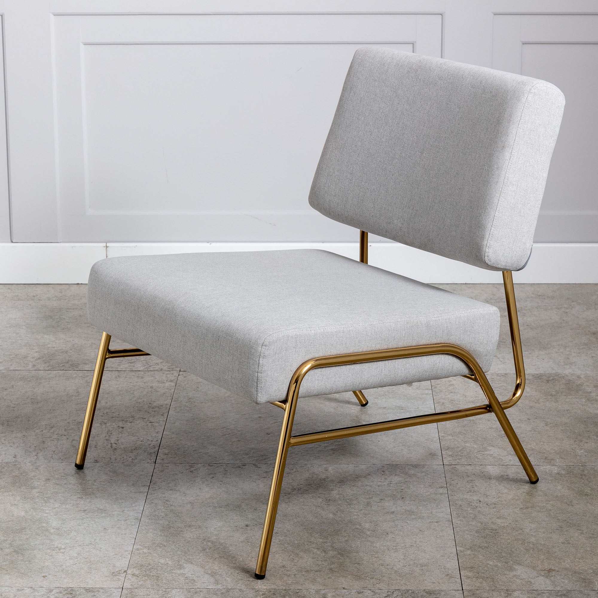 27" Wide Linen Slipper Chair with Metal Legs