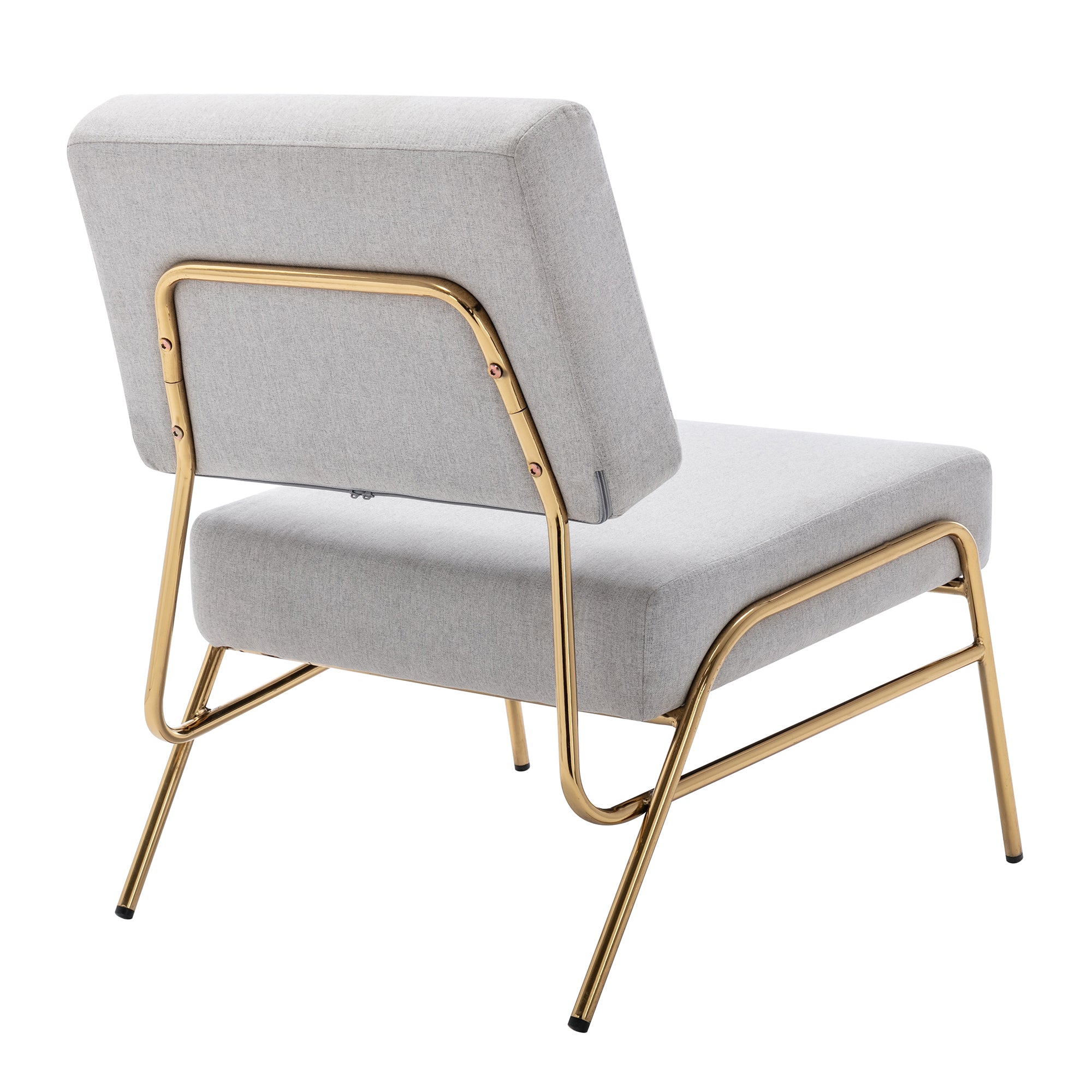 27" Wide Linen Slipper Chair with Metal Legs
