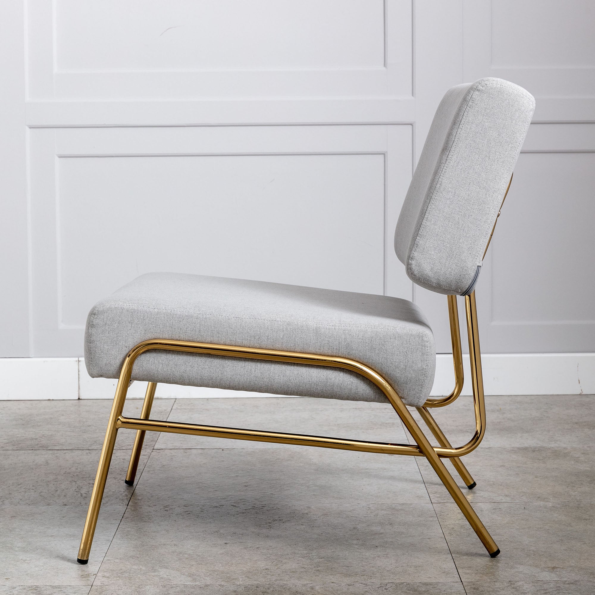 27" Wide Linen Slipper Chair with Metal Legs