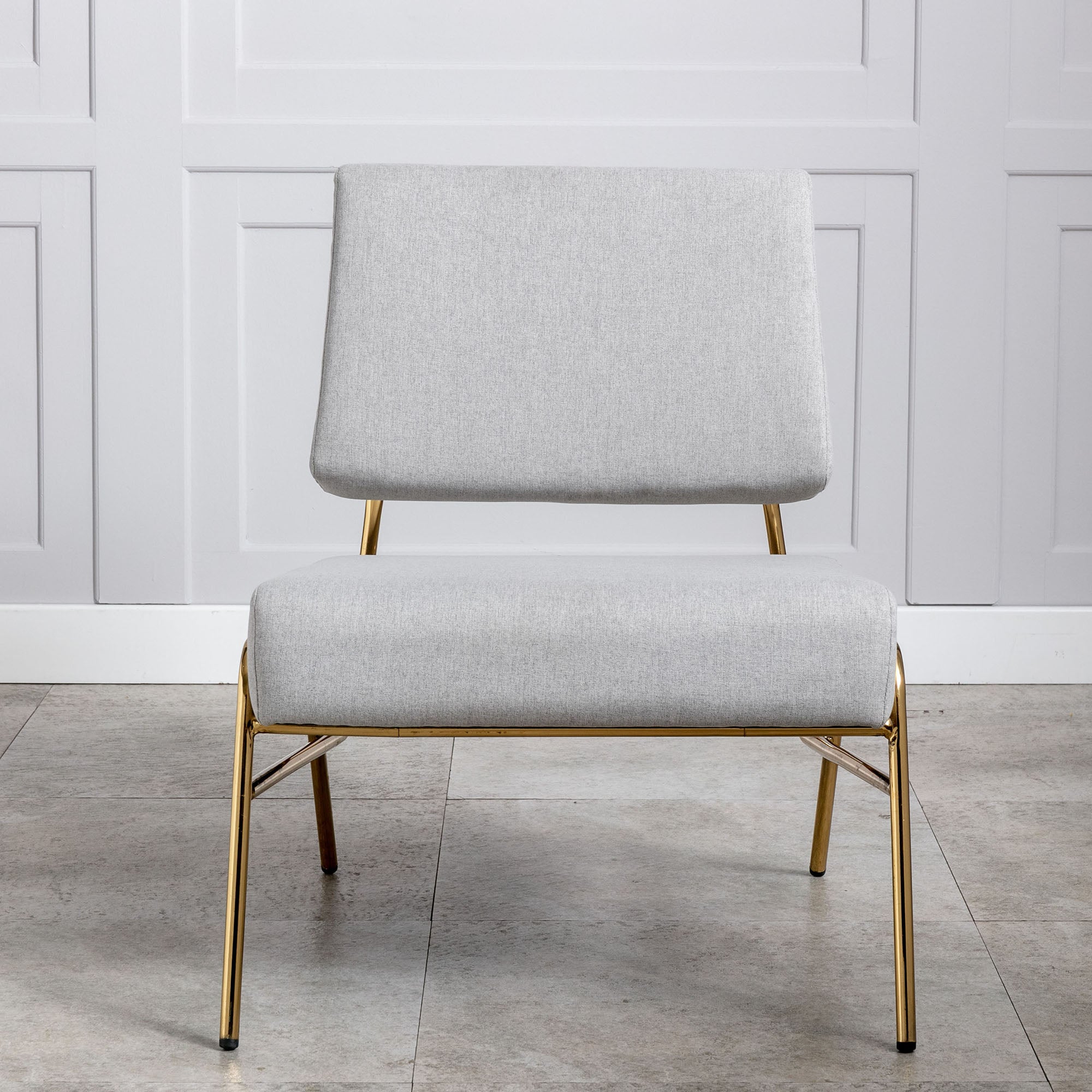 27" Wide Linen Slipper Chair with Metal Legs