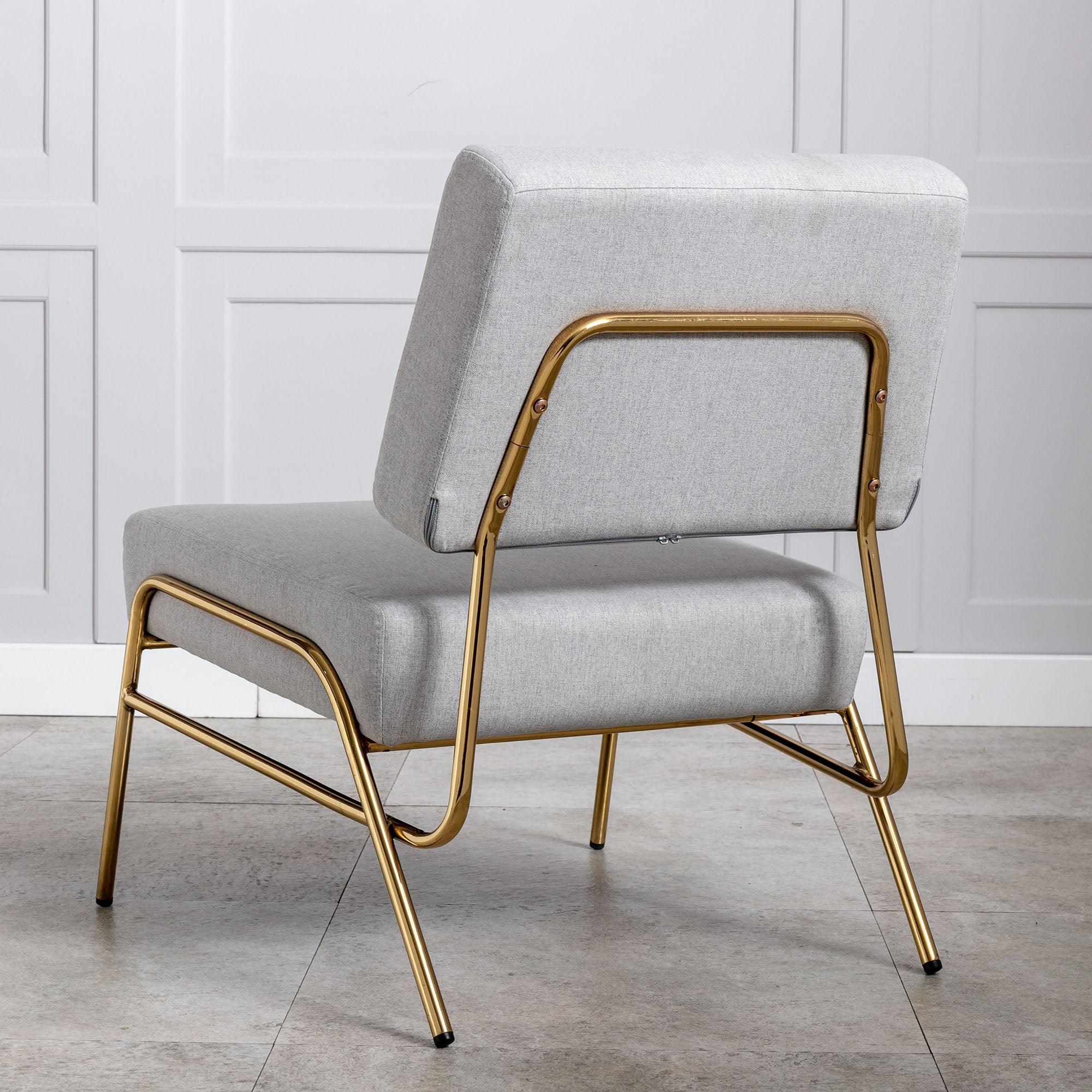 27" Wide Linen Slipper Chair with Metal Legs