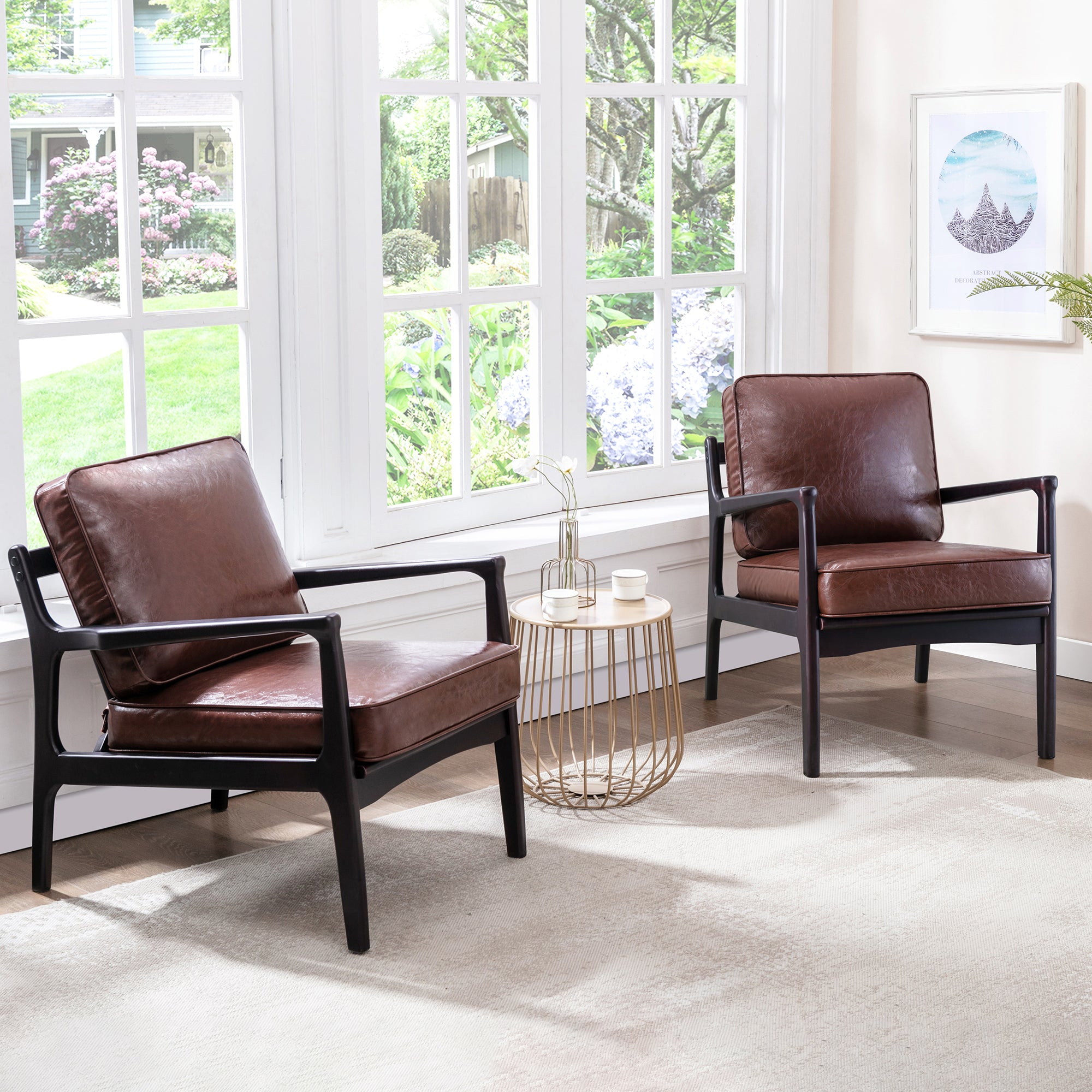 24" Wide Wood Frame Armchair with Cushion back