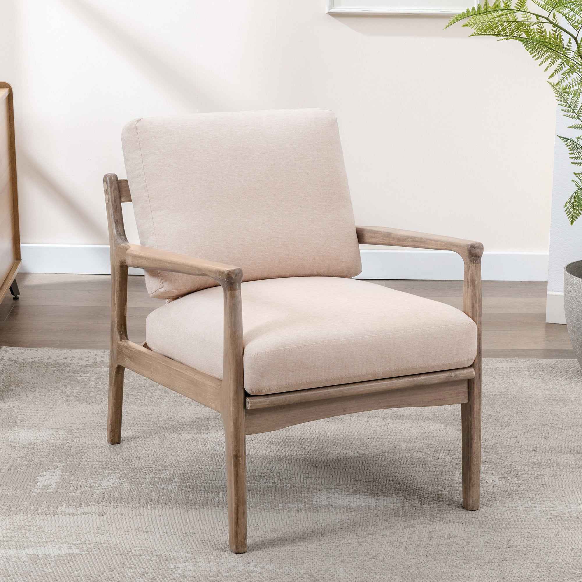 24" Wide Wood Frame Armchair with Cushion back