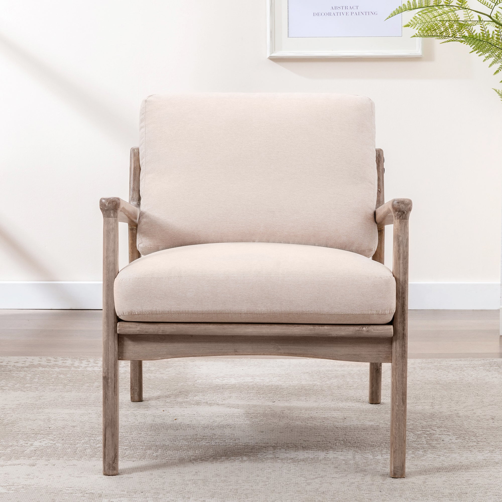 24" Wide Wood Frame Armchair with Cushion back