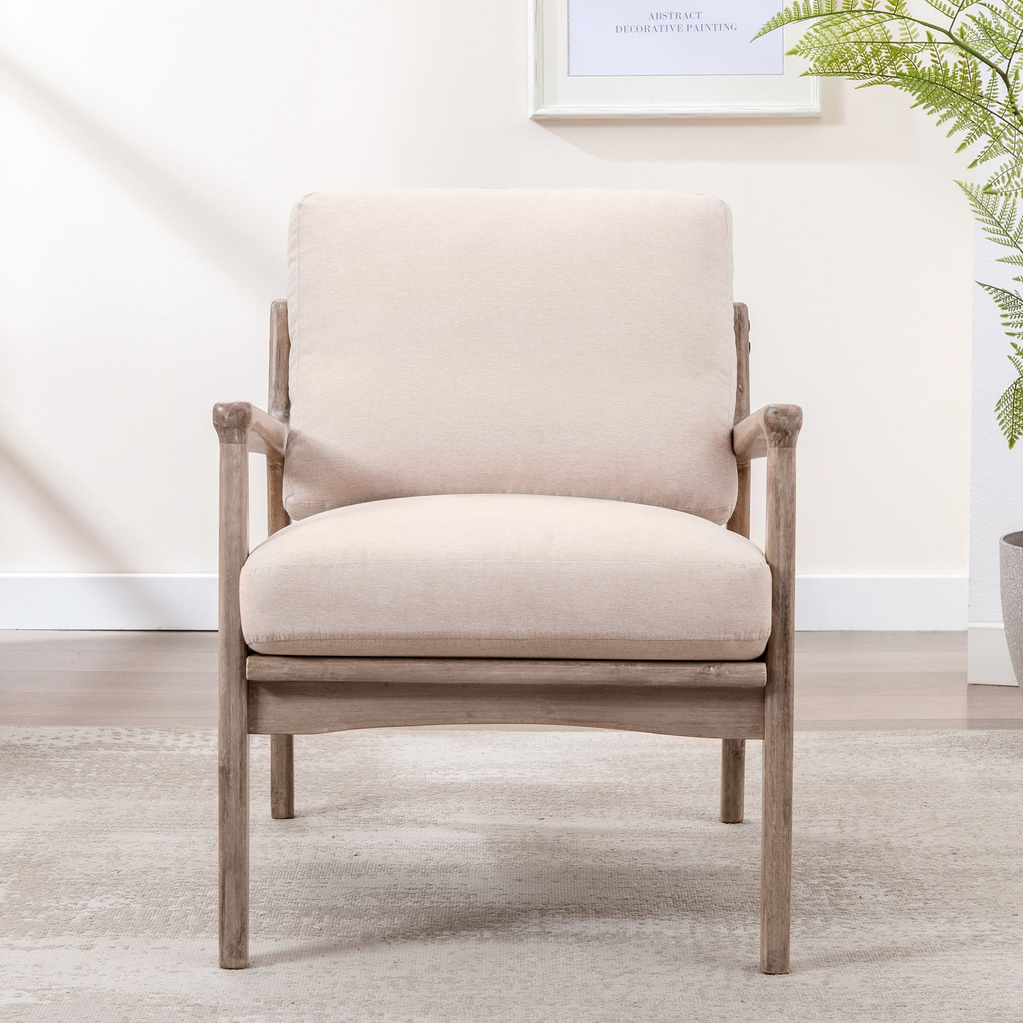24" Wide Wood Frame Armchair with Cushion back
