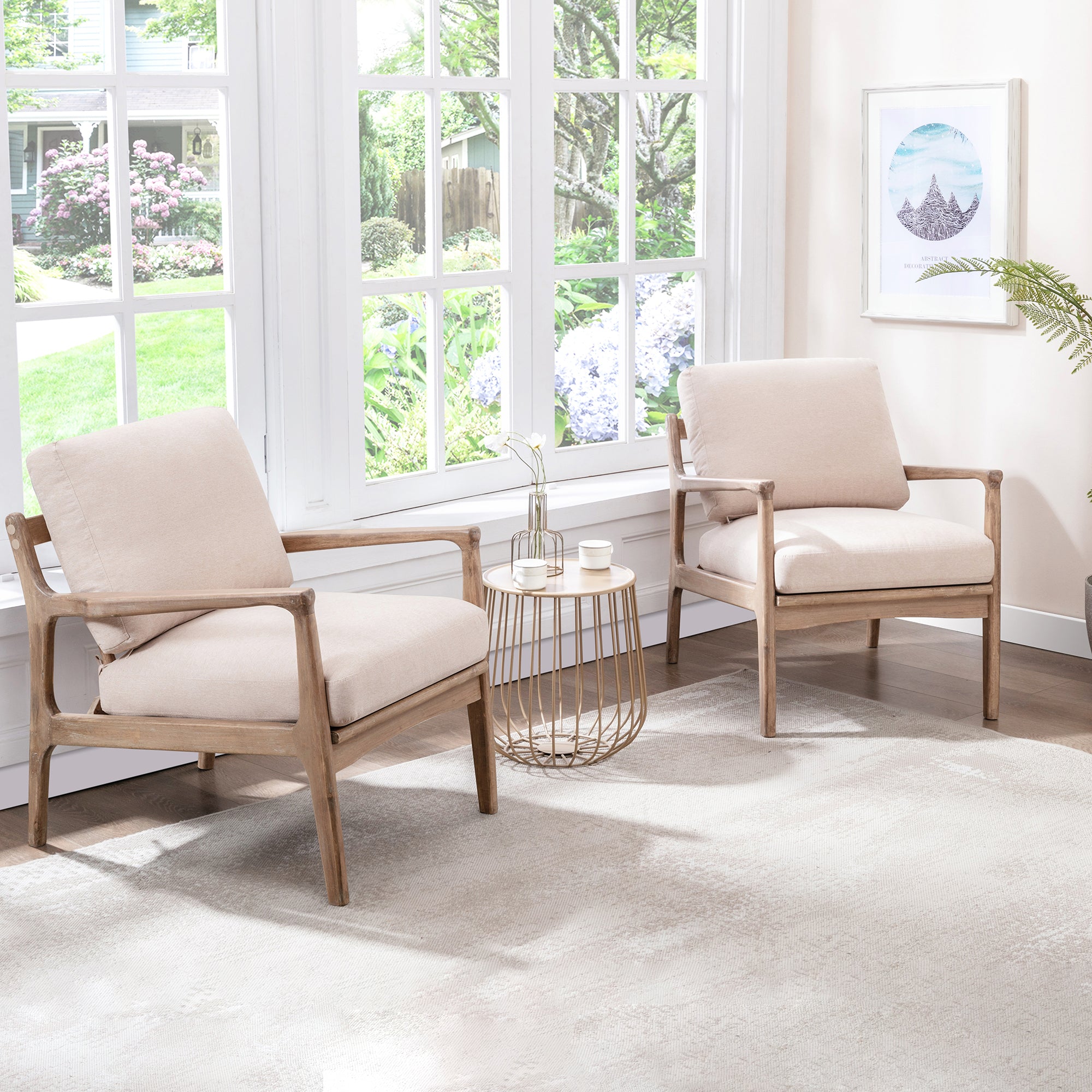 24" Wide Wood Frame Armchair with Cushion back