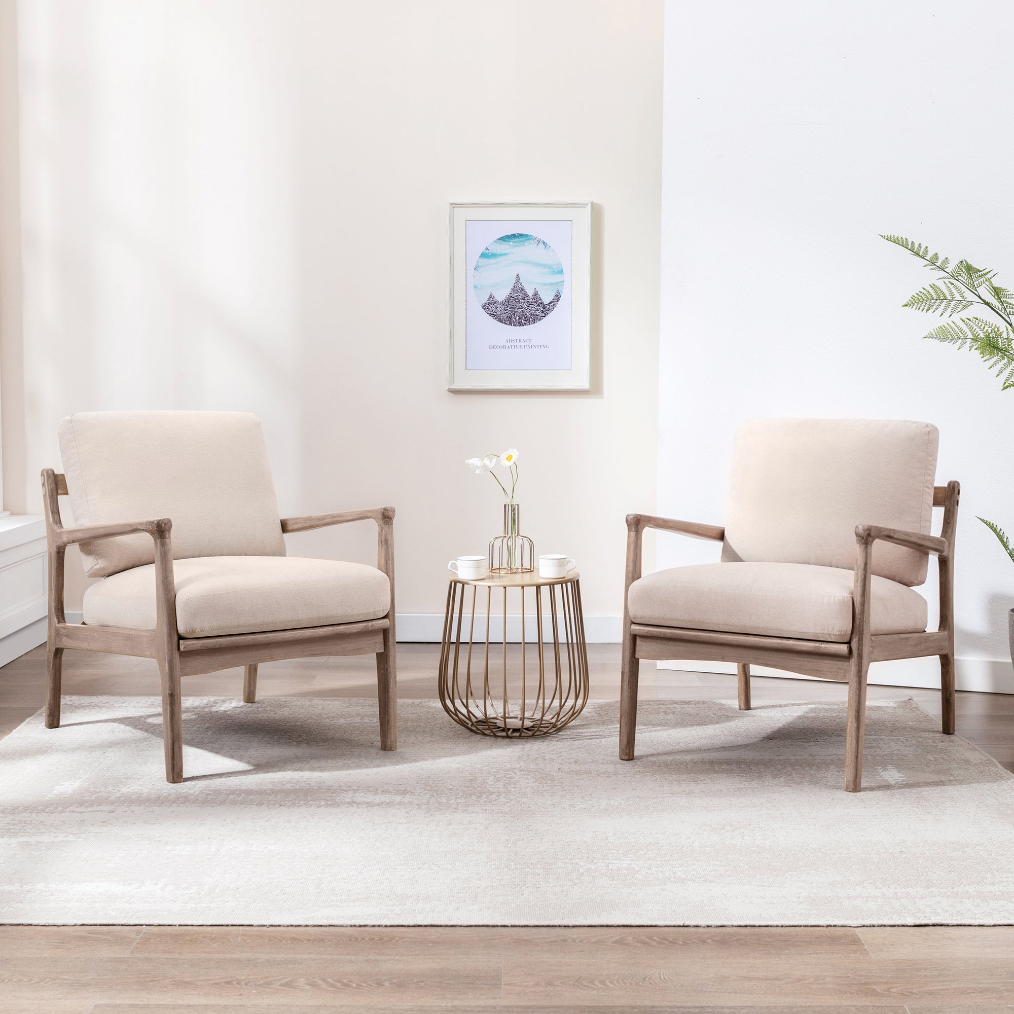24" Wide Wood Frame Armchair with Cushion back