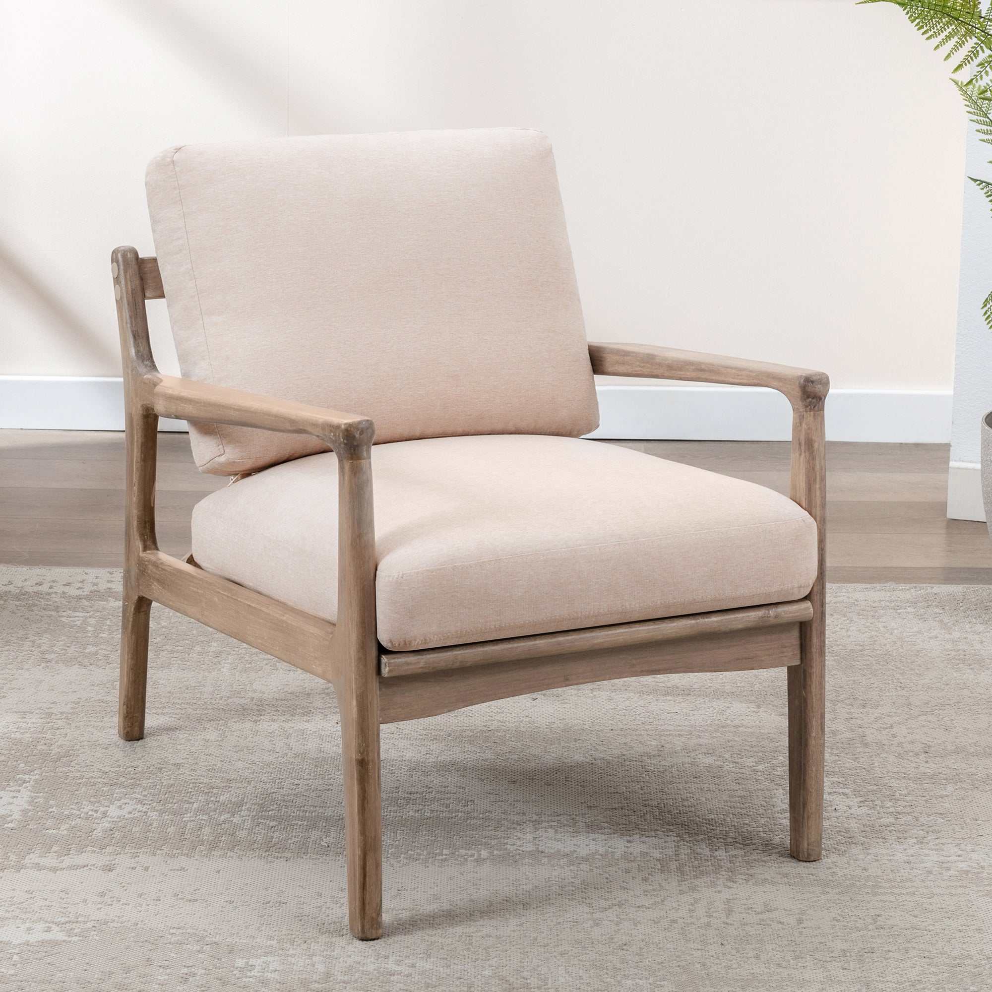 24" Wide Wood Frame Armchair with Cushion back