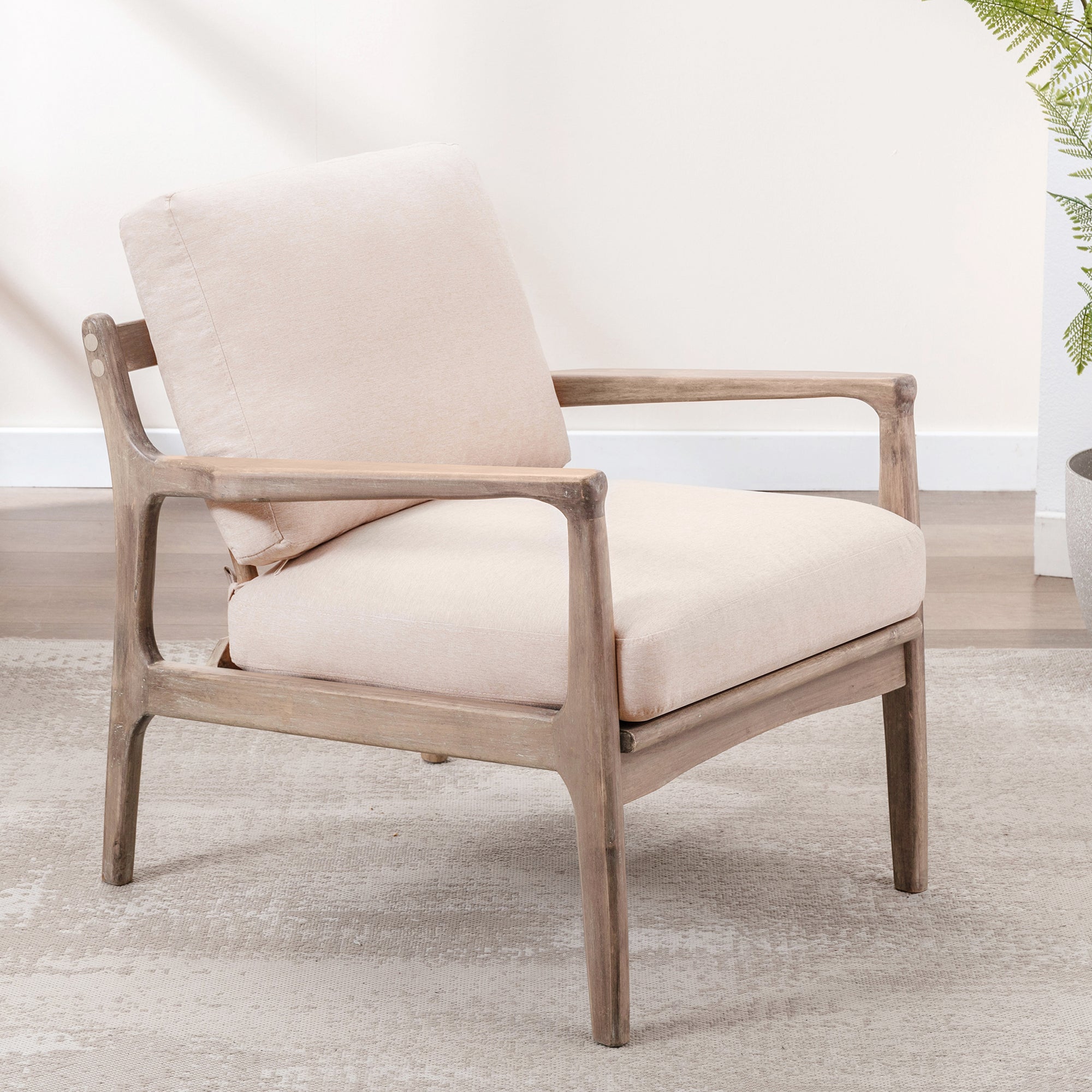 24" Wide Wood Frame Armchair with Cushion back