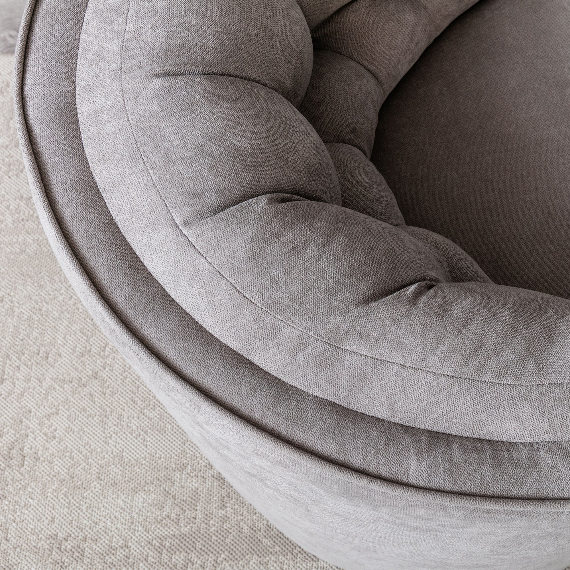 33" Wide Tufted Linen Swivel Barrel Chair