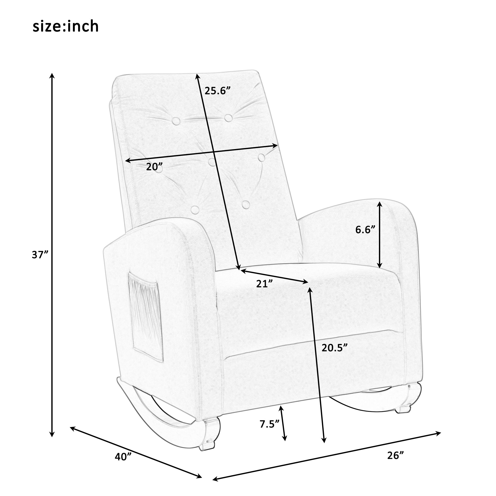 26" Wide Tufted Rocking Chair