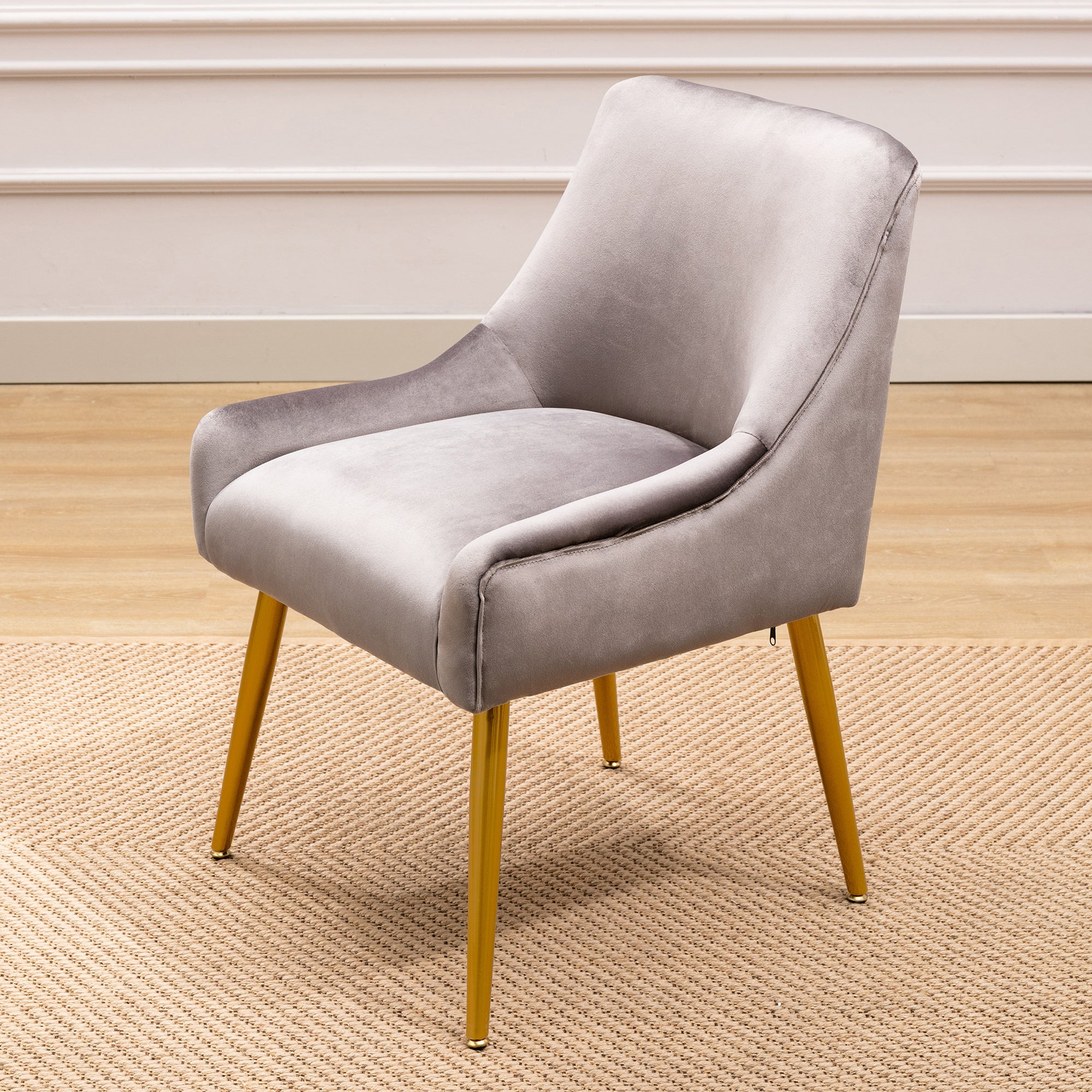 22" Wide Velvet Side Chair with Adjustable Feet