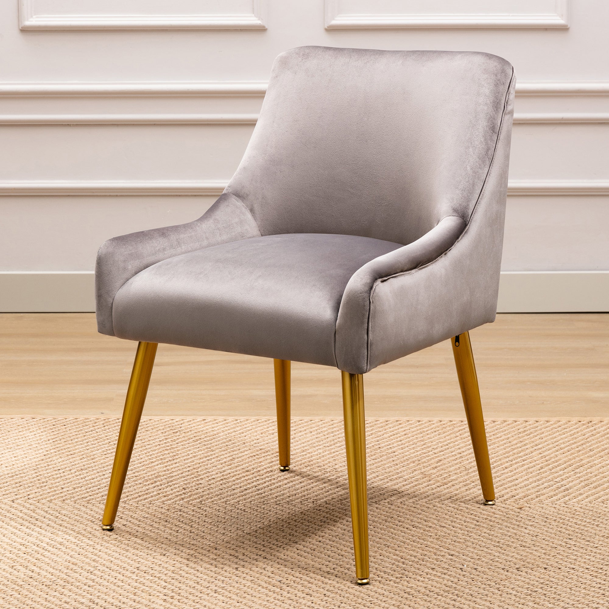 22" Wide Velvet Side Chair with Adjustable Feet
