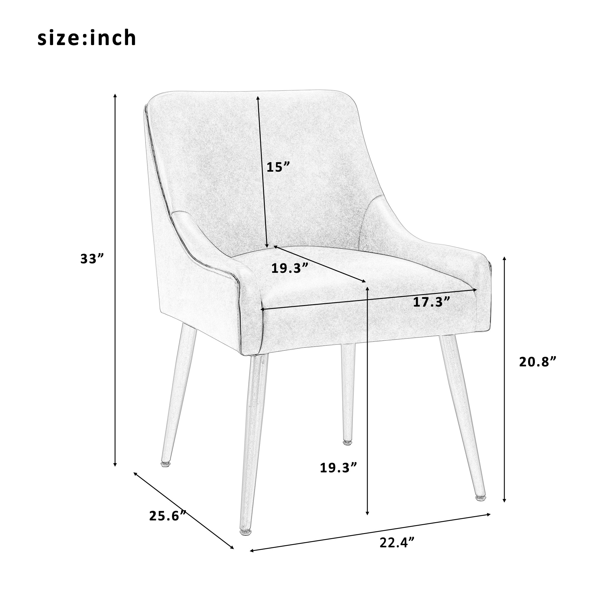 22" Wide Velvet Side Chair with Adjustable Feet