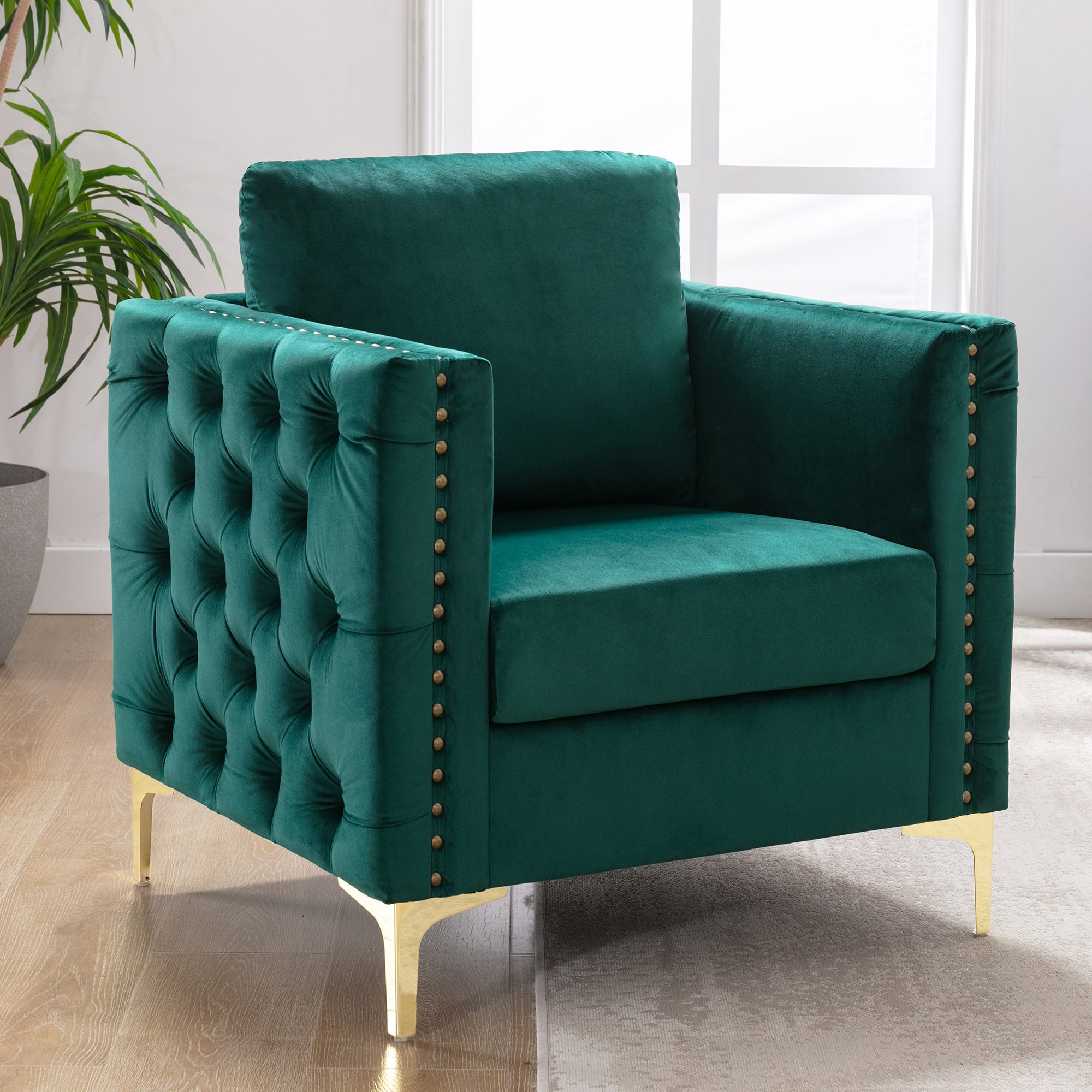 28" Wide Tufted Velvet Club Chair