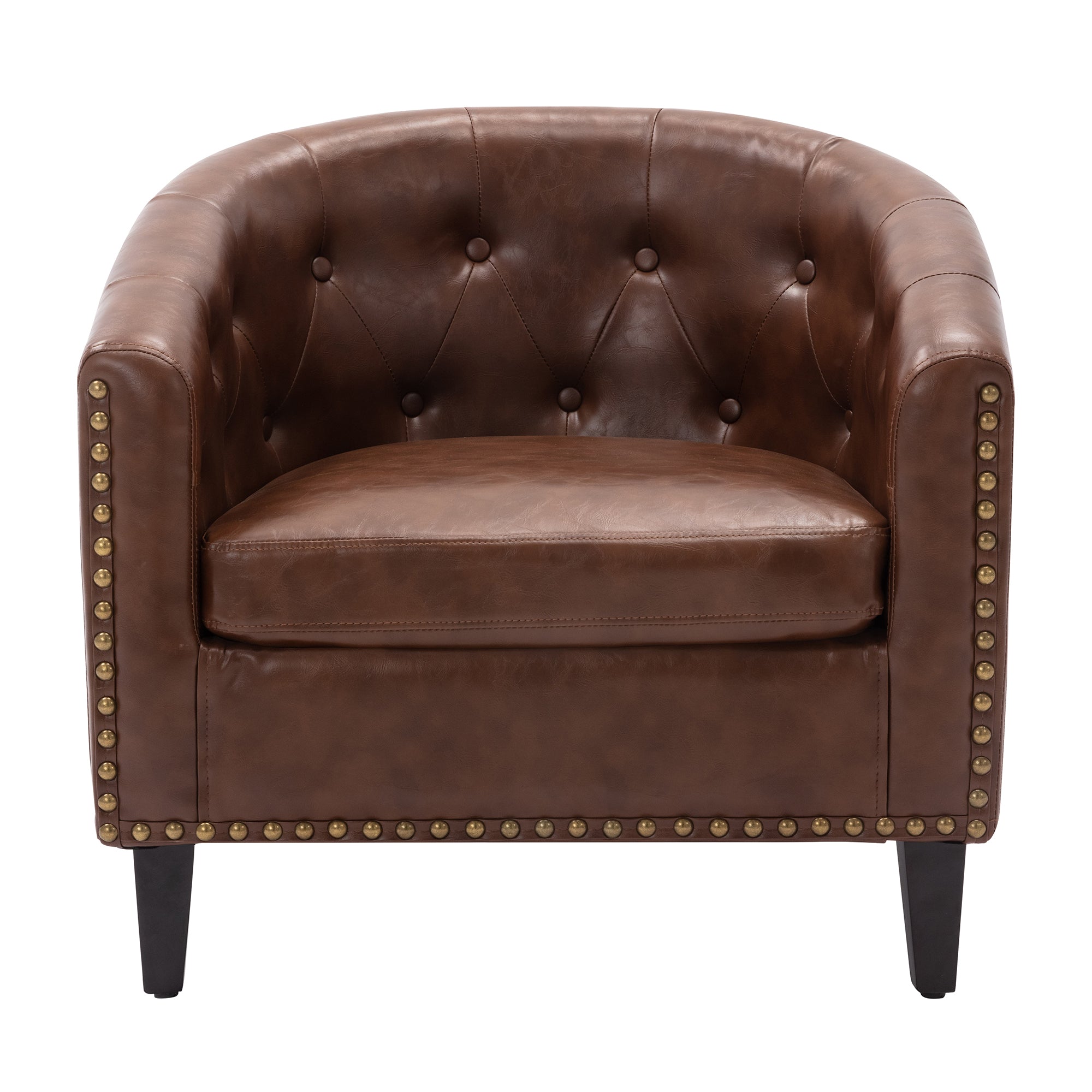28" Wide Tufted Barrel Chair with Wood Legs