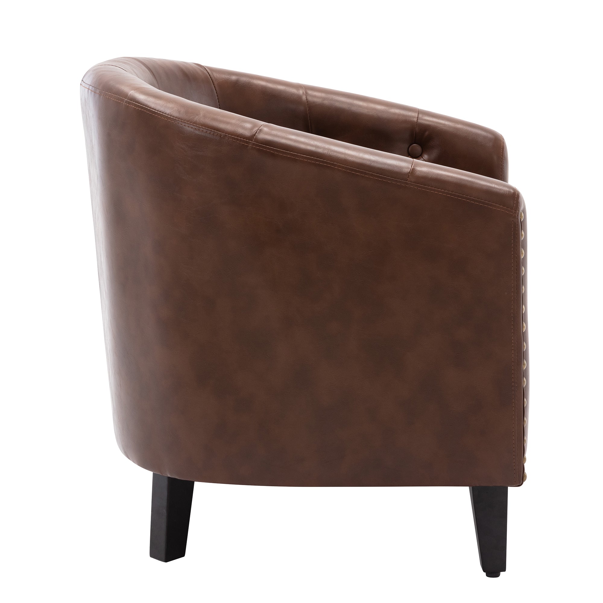 28" Wide Tufted Barrel Chair with Wood Legs