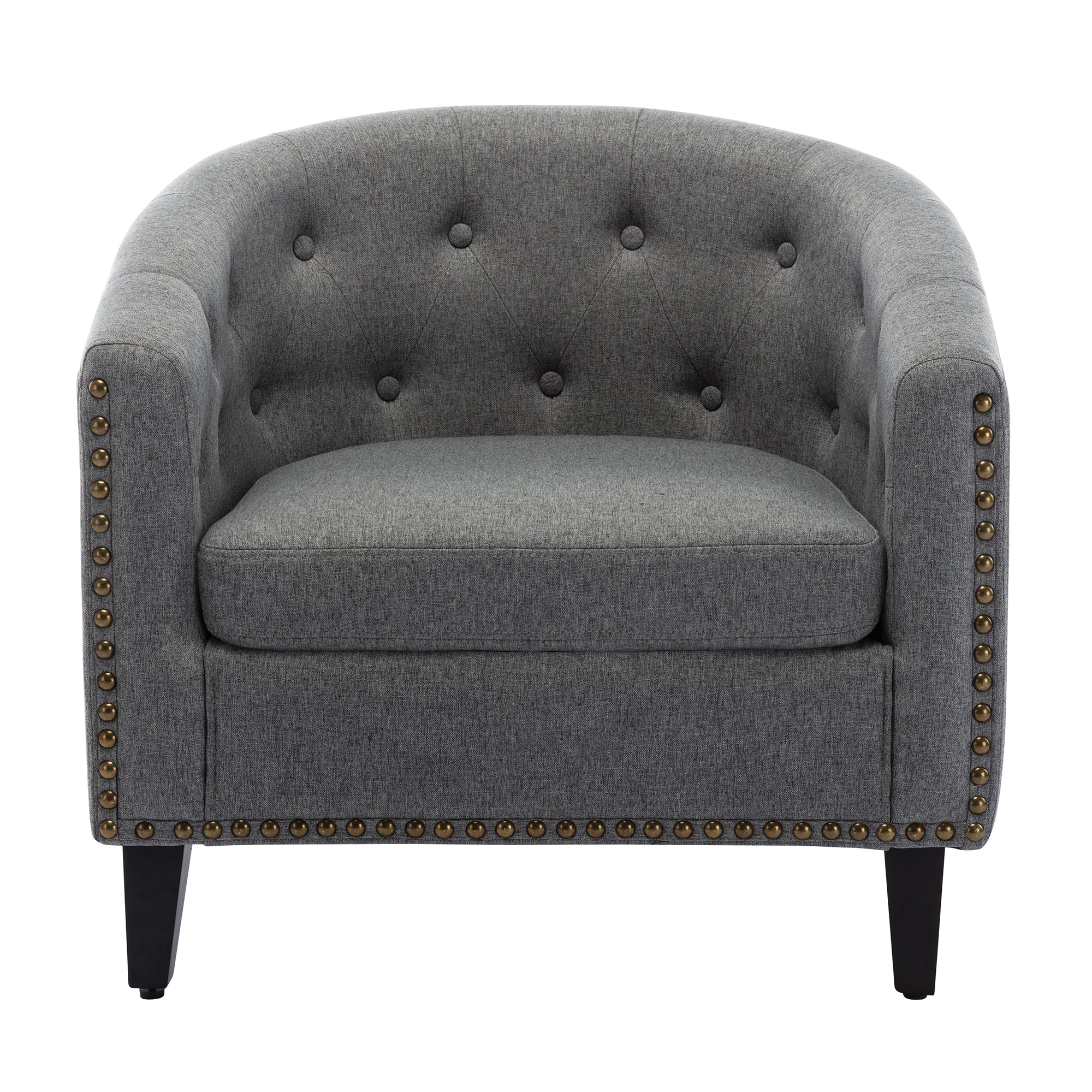 28" Wide Tufted Barrel Chair with Wood Legs