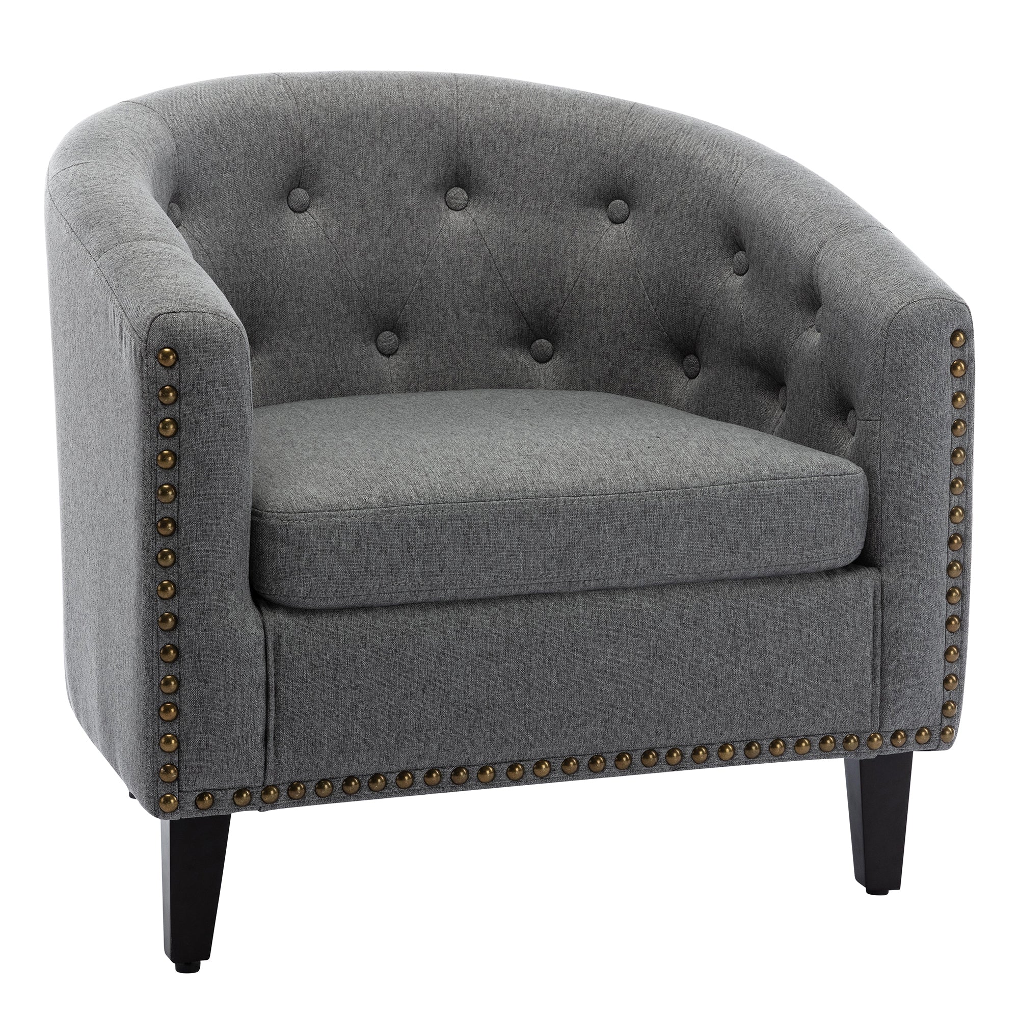 28" Wide Tufted Barrel Chair with Wood Legs