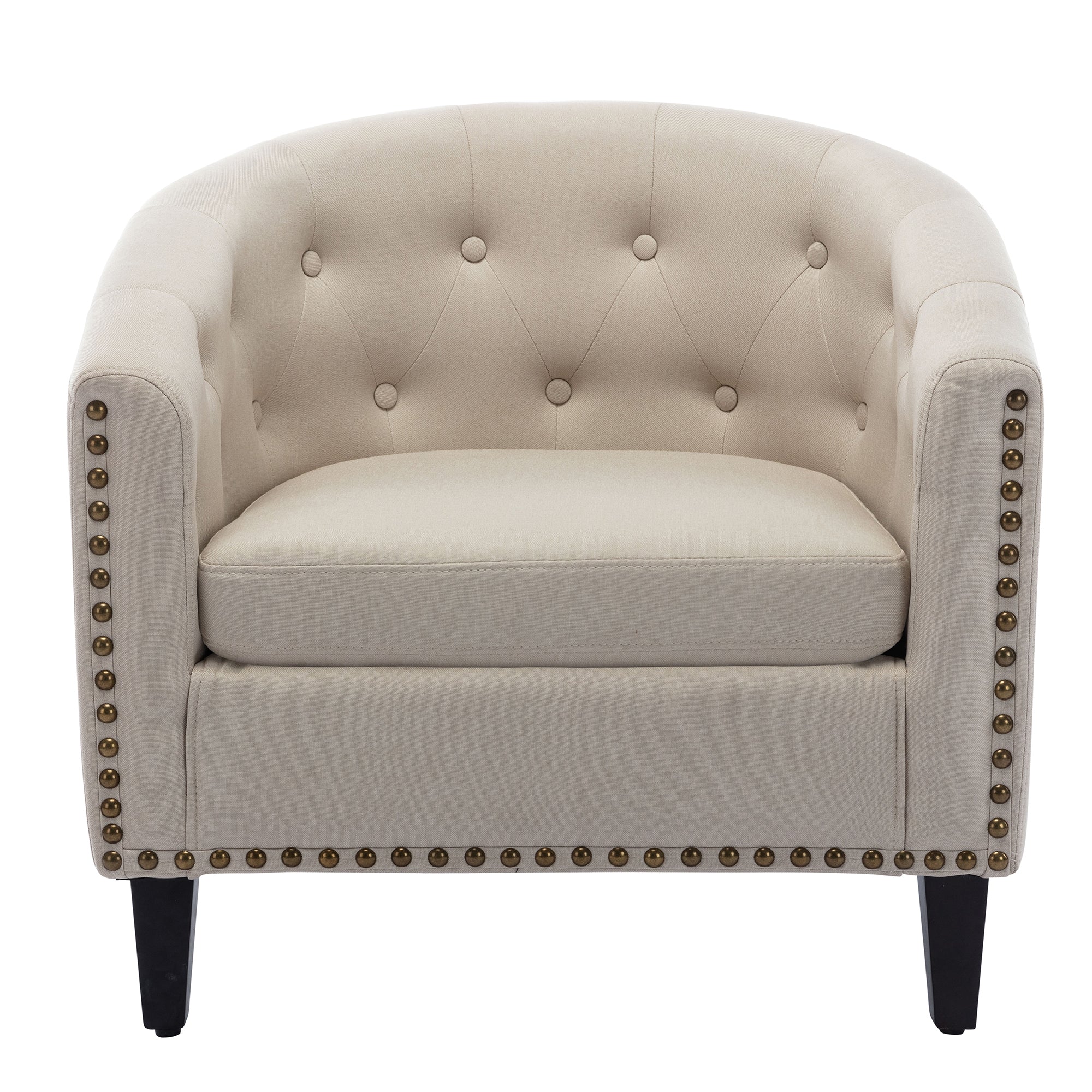28" Wide Tufted Barrel Chair with Wood Legs