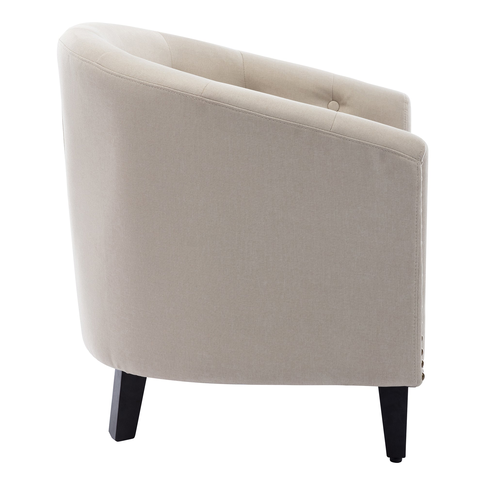 28" Wide Tufted Barrel Chair with Wood Legs