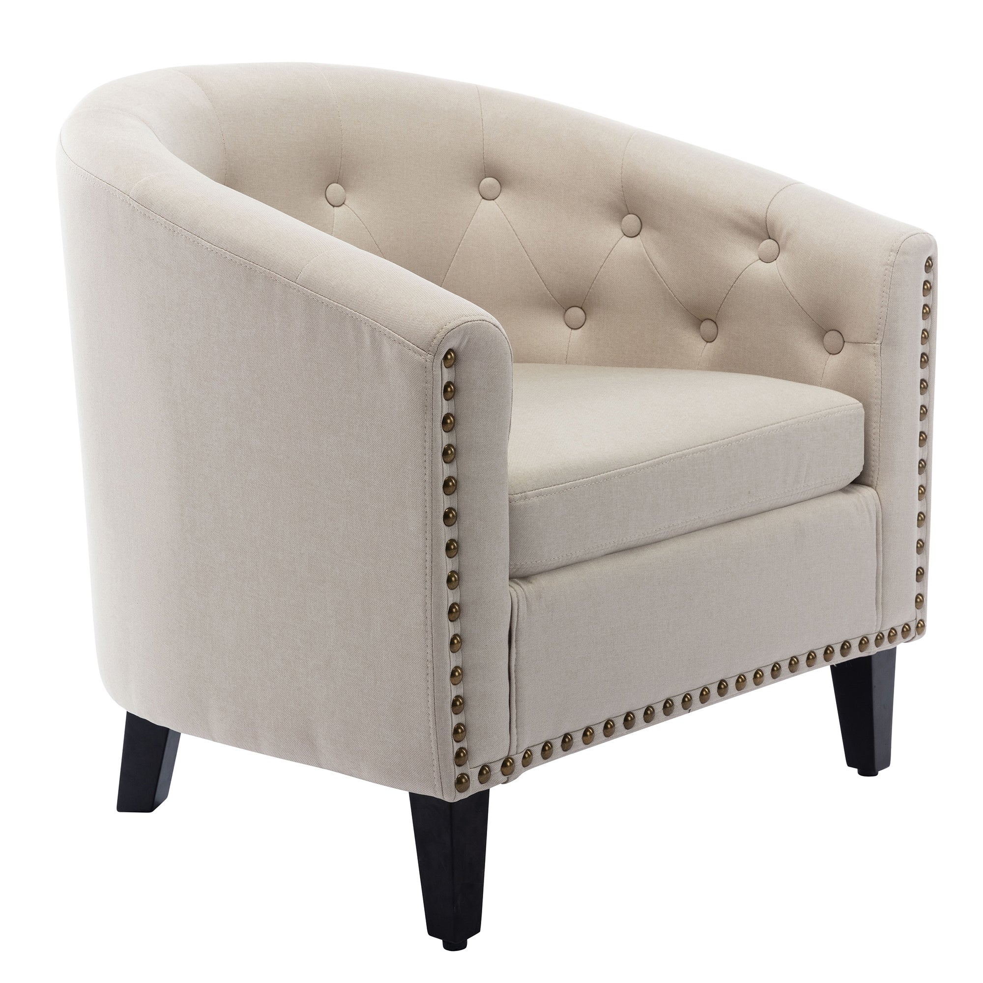 28" Wide Tufted Barrel Chair with Wood Legs