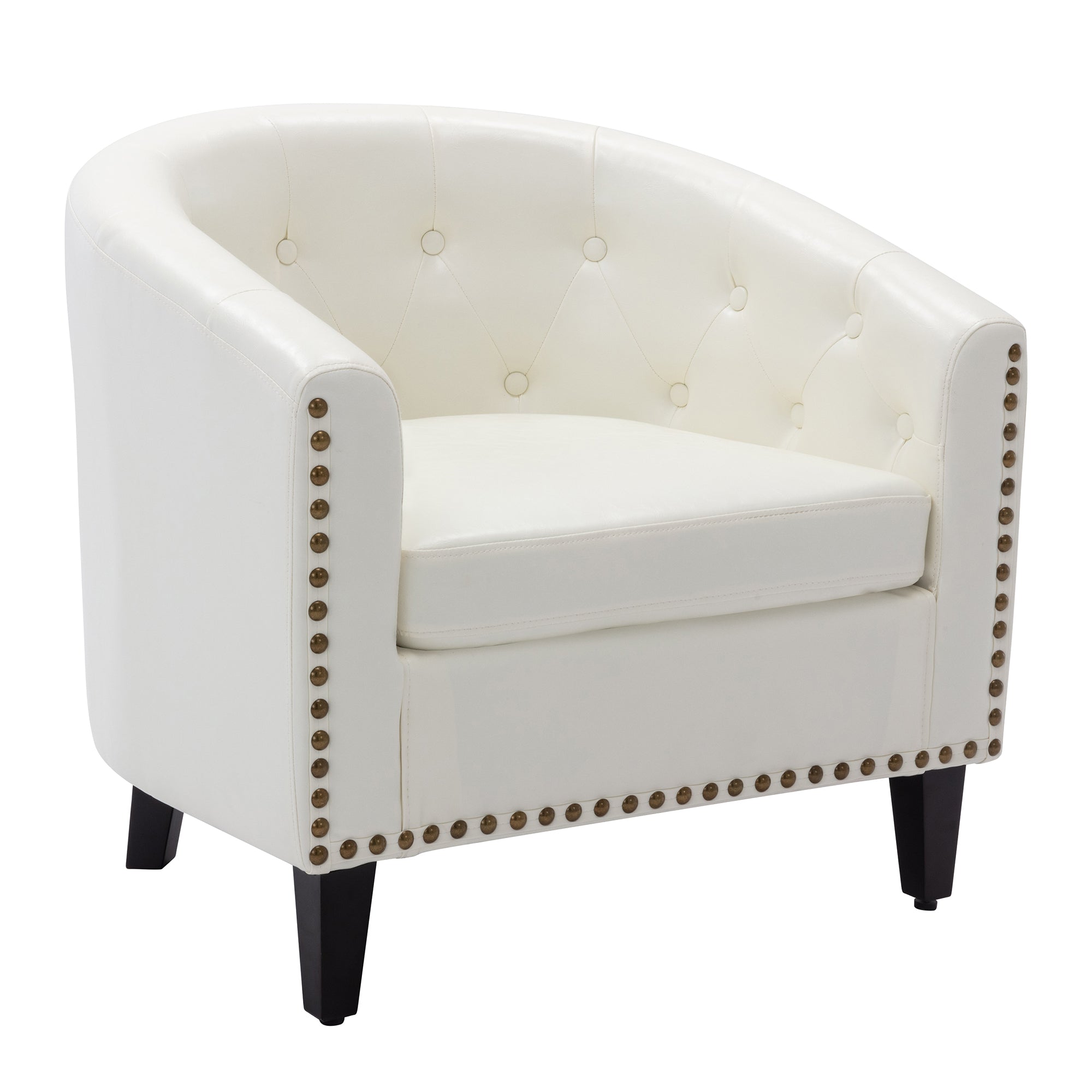 28" Wide Tufted Barrel Chair with Wood Legs