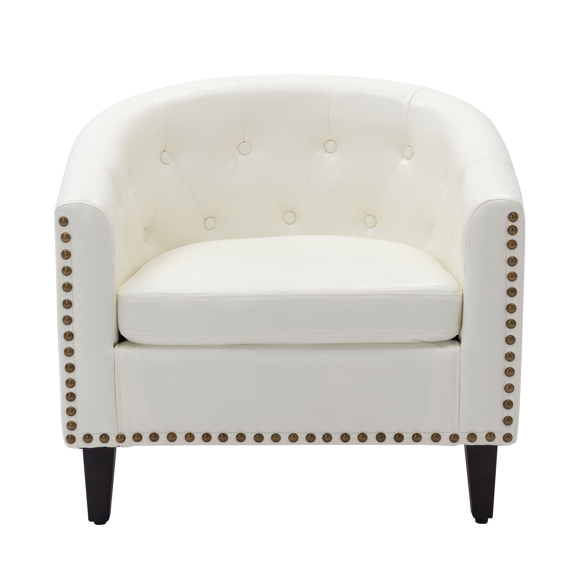 28" Wide Tufted Barrel Chair with Wood Legs