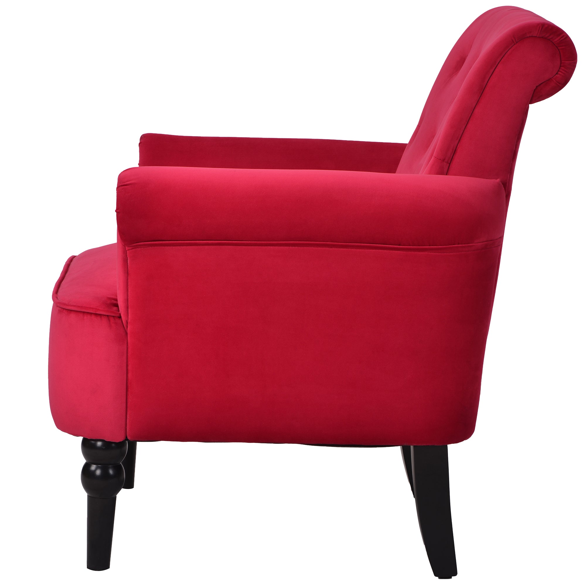 26" Wide Tufted Velvet Club Chair with Wood Legs