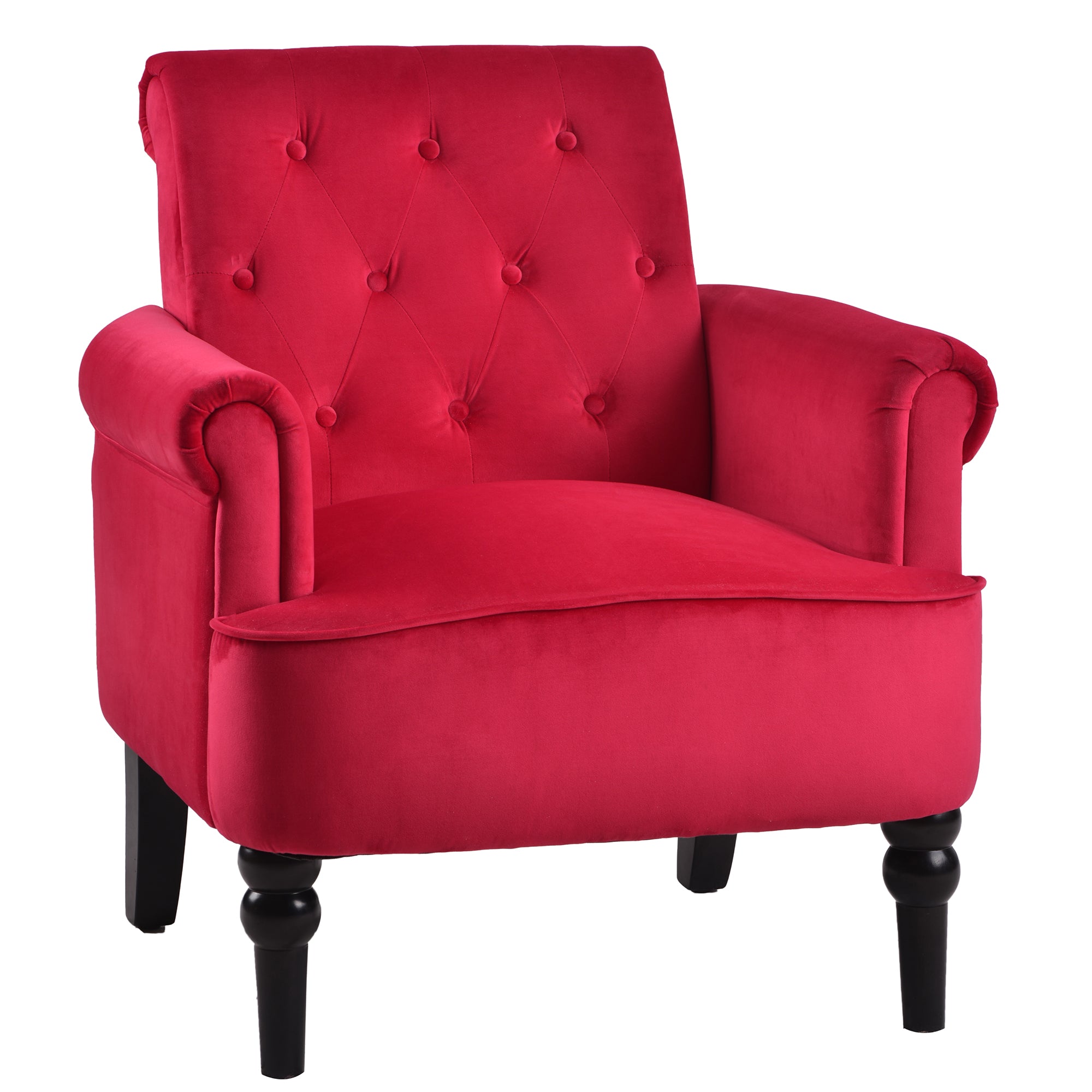 26" Wide Tufted Velvet Club Chair with Wood Legs