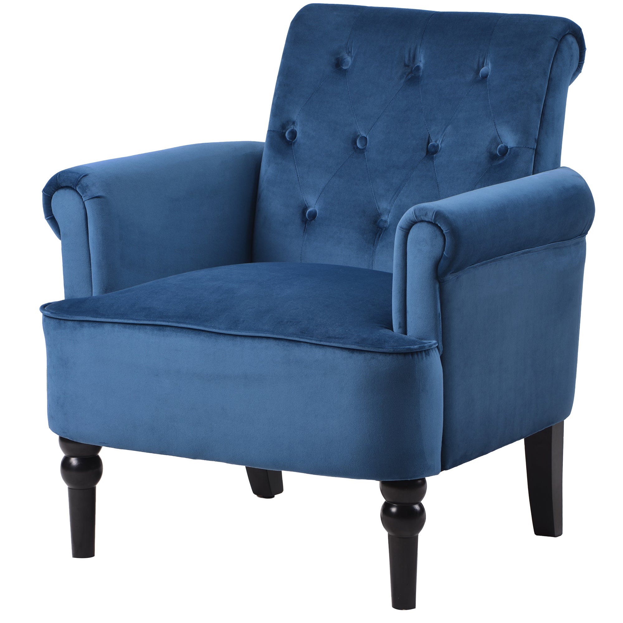 26" Wide Tufted Velvet Club Chair with Wood Legs