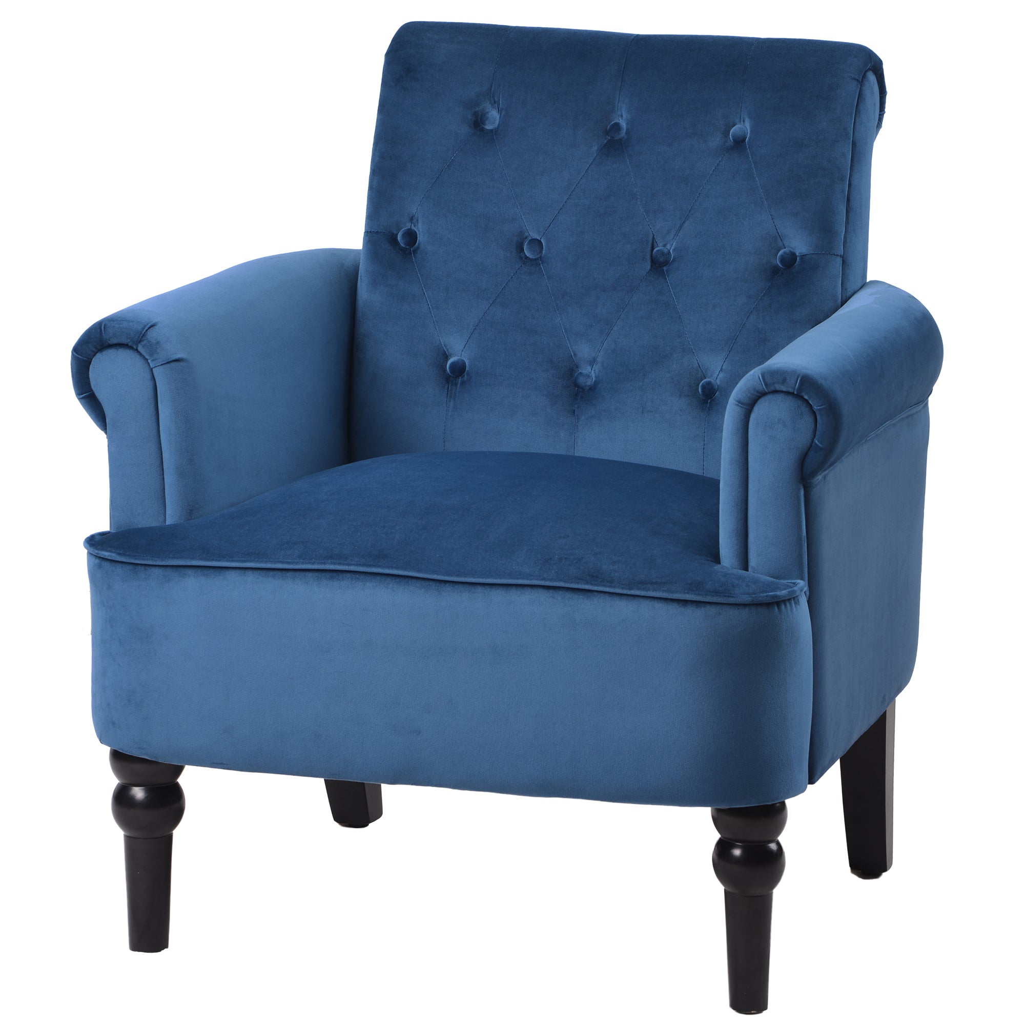 26" Wide Tufted Velvet Club Chair with Wood Legs