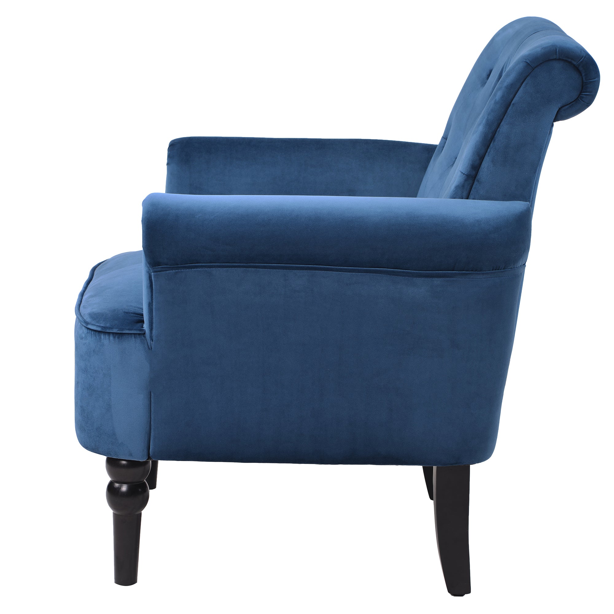 26" Wide Tufted Velvet Club Chair with Wood Legs