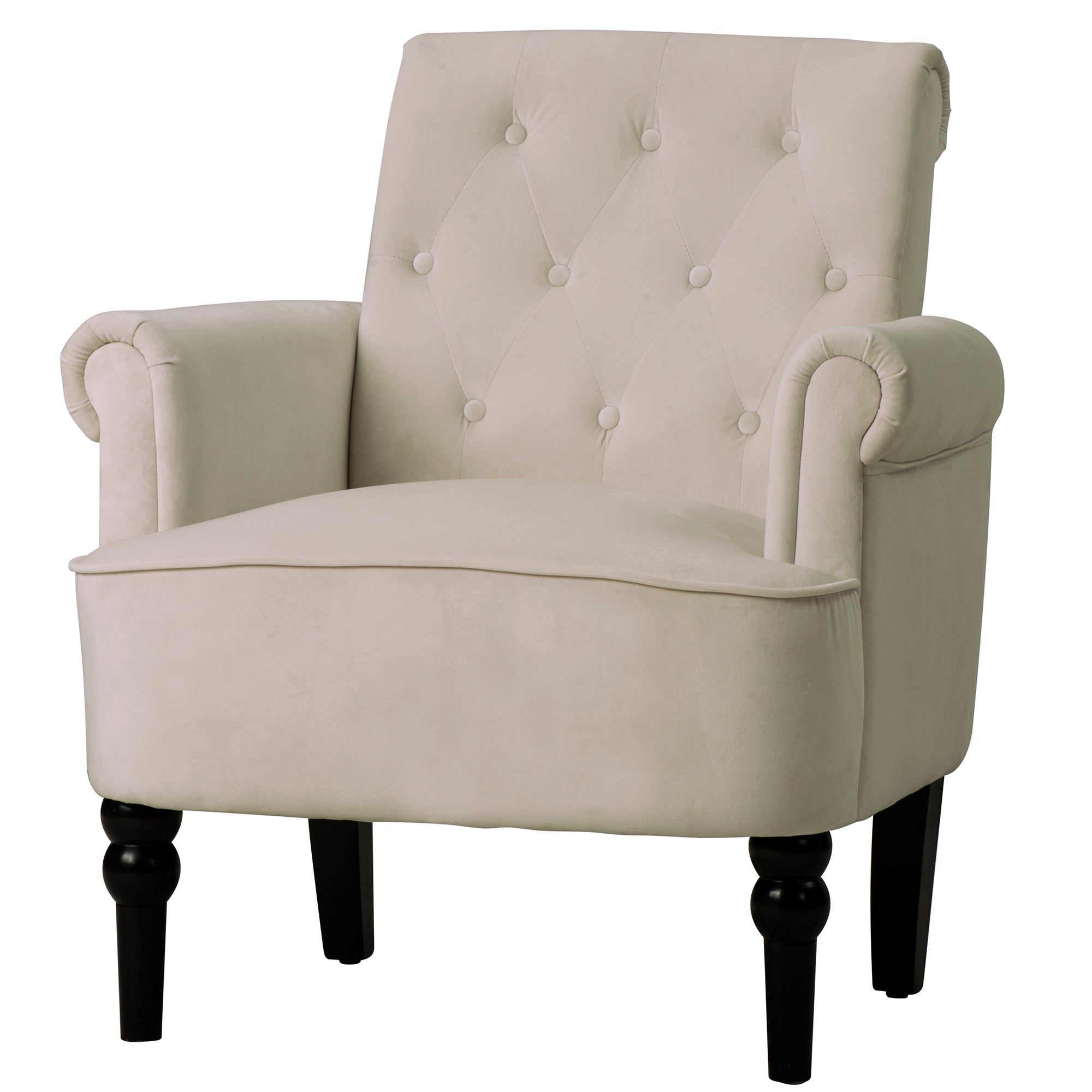26" Wide Tufted Velvet Club Chair with Wood Legs