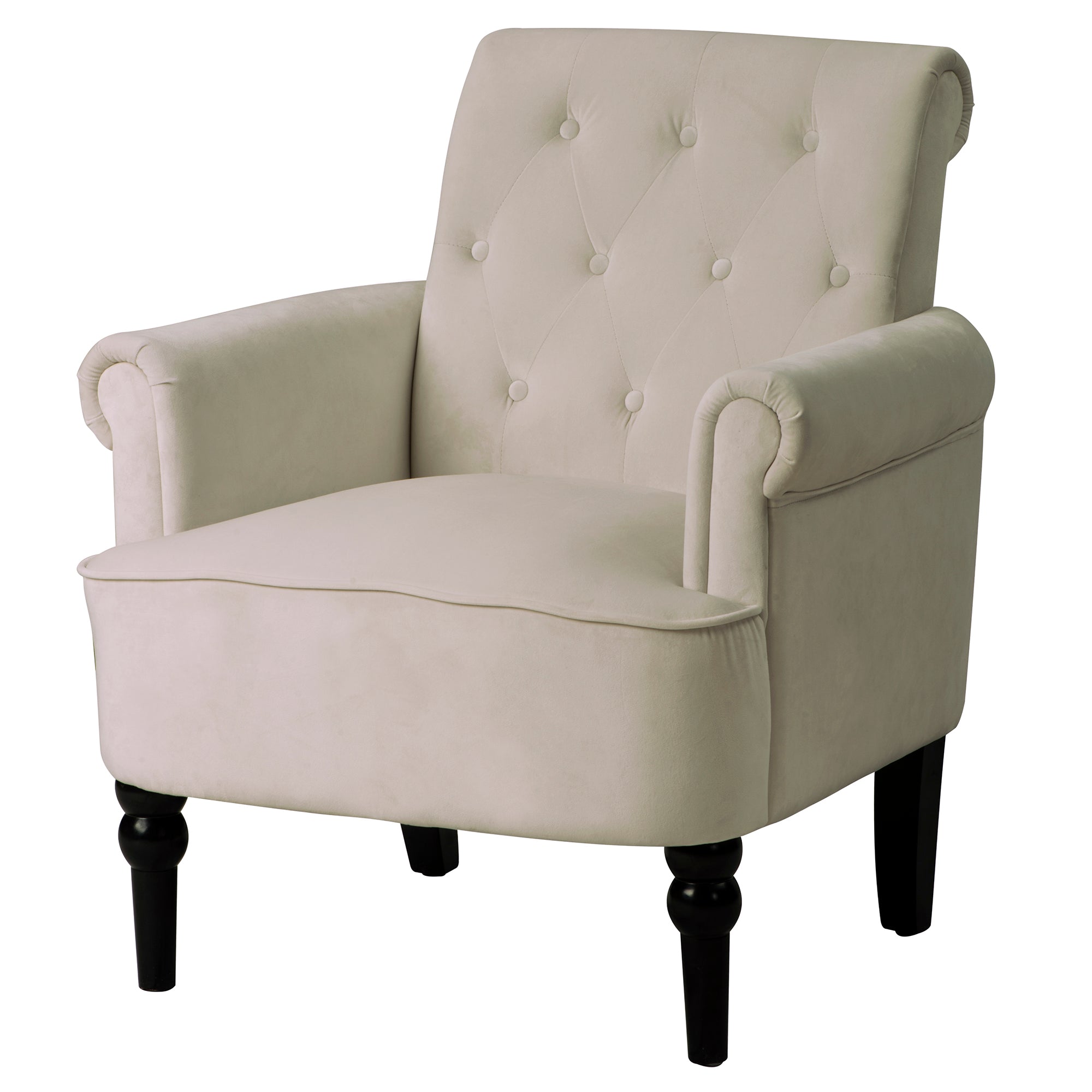 26" Wide Tufted Velvet Club Chair with Wood Legs