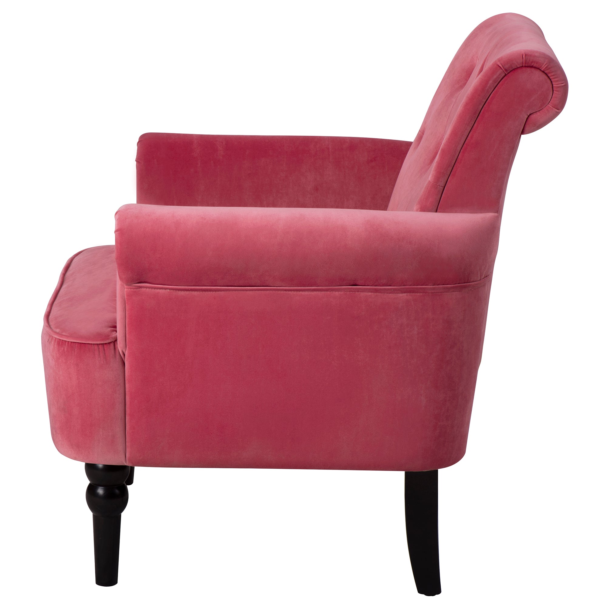 26" Wide Tufted Velvet Club Chair with Wood Legs