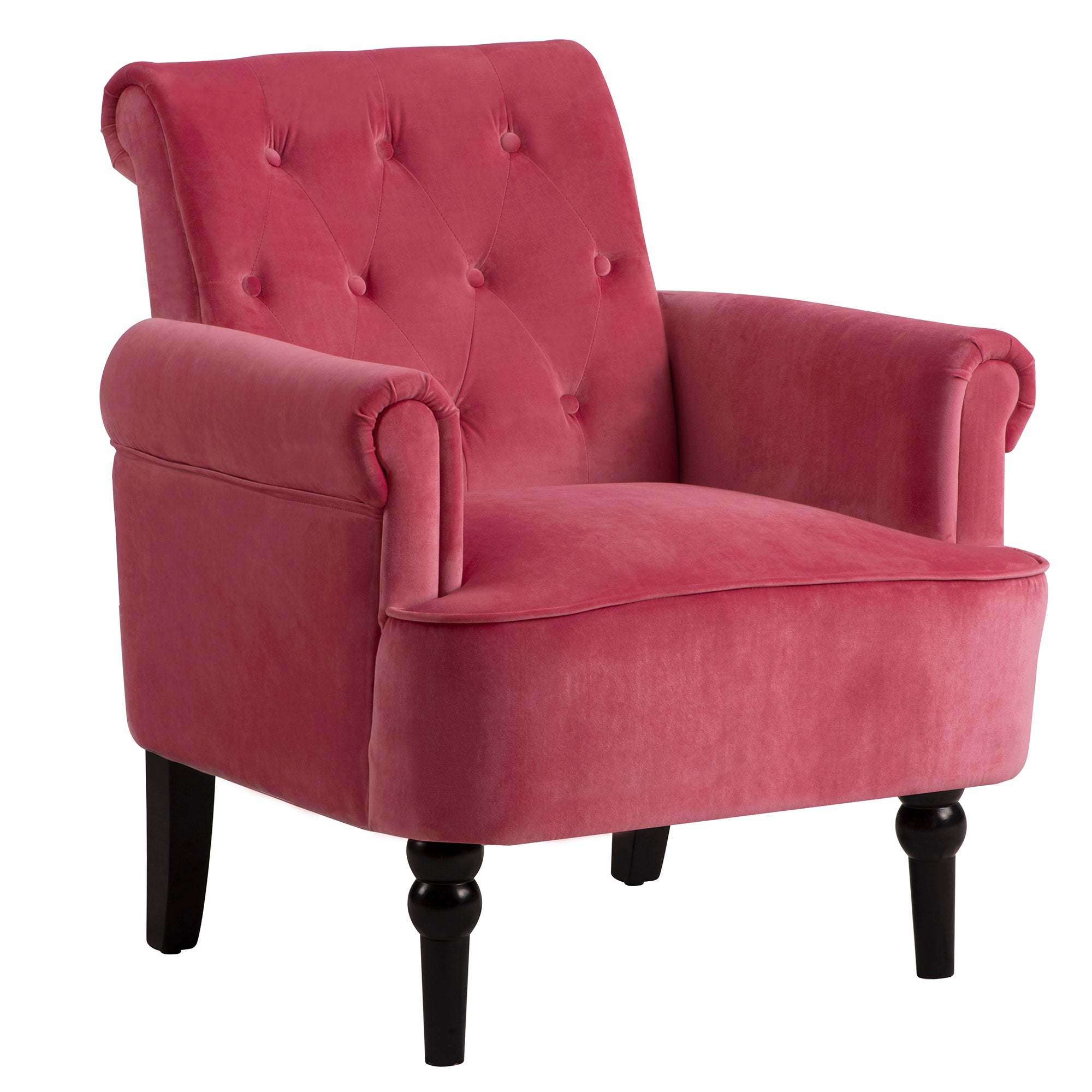26" Wide Tufted Velvet Club Chair with Wood Legs