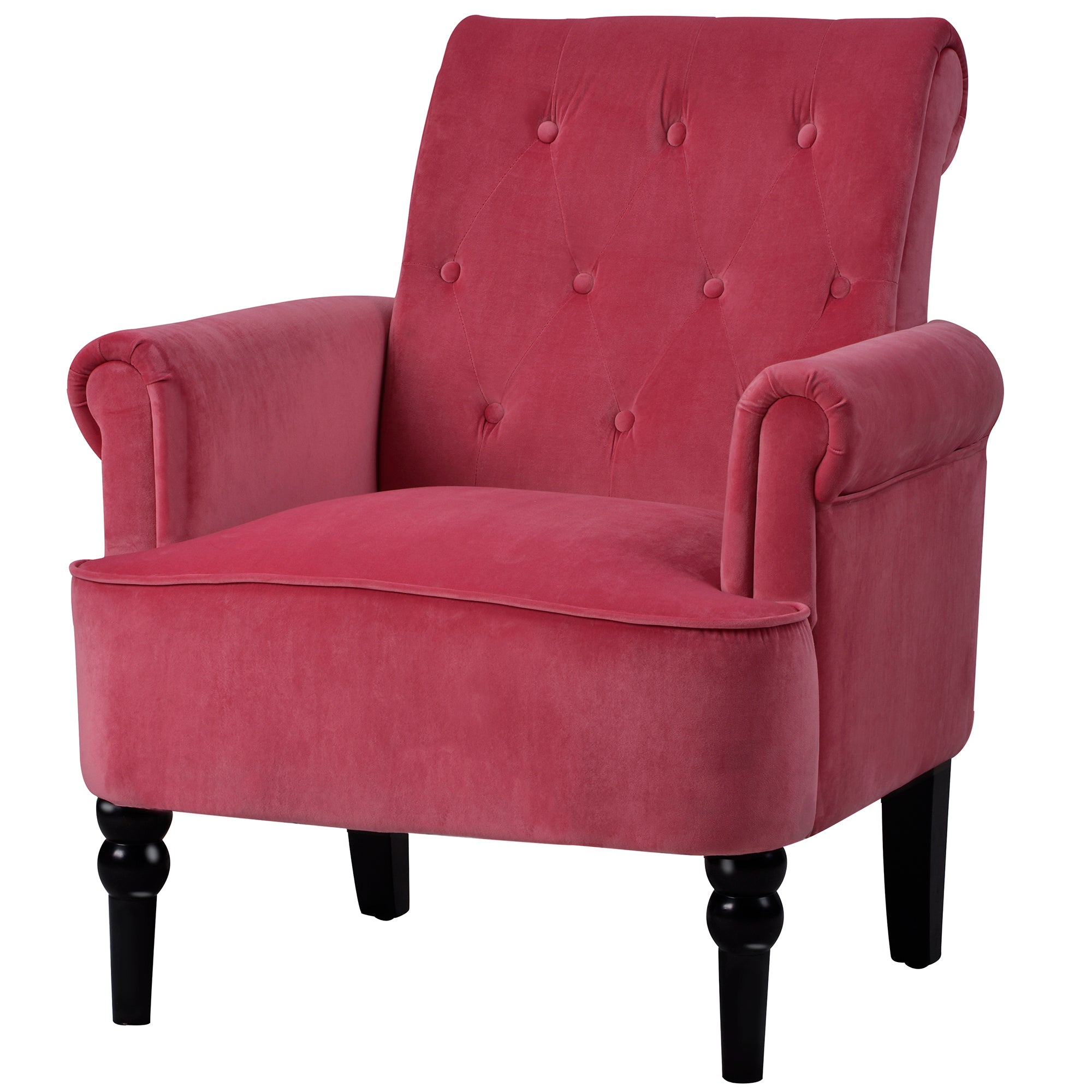 26" Wide Tufted Velvet Club Chair with Wood Legs