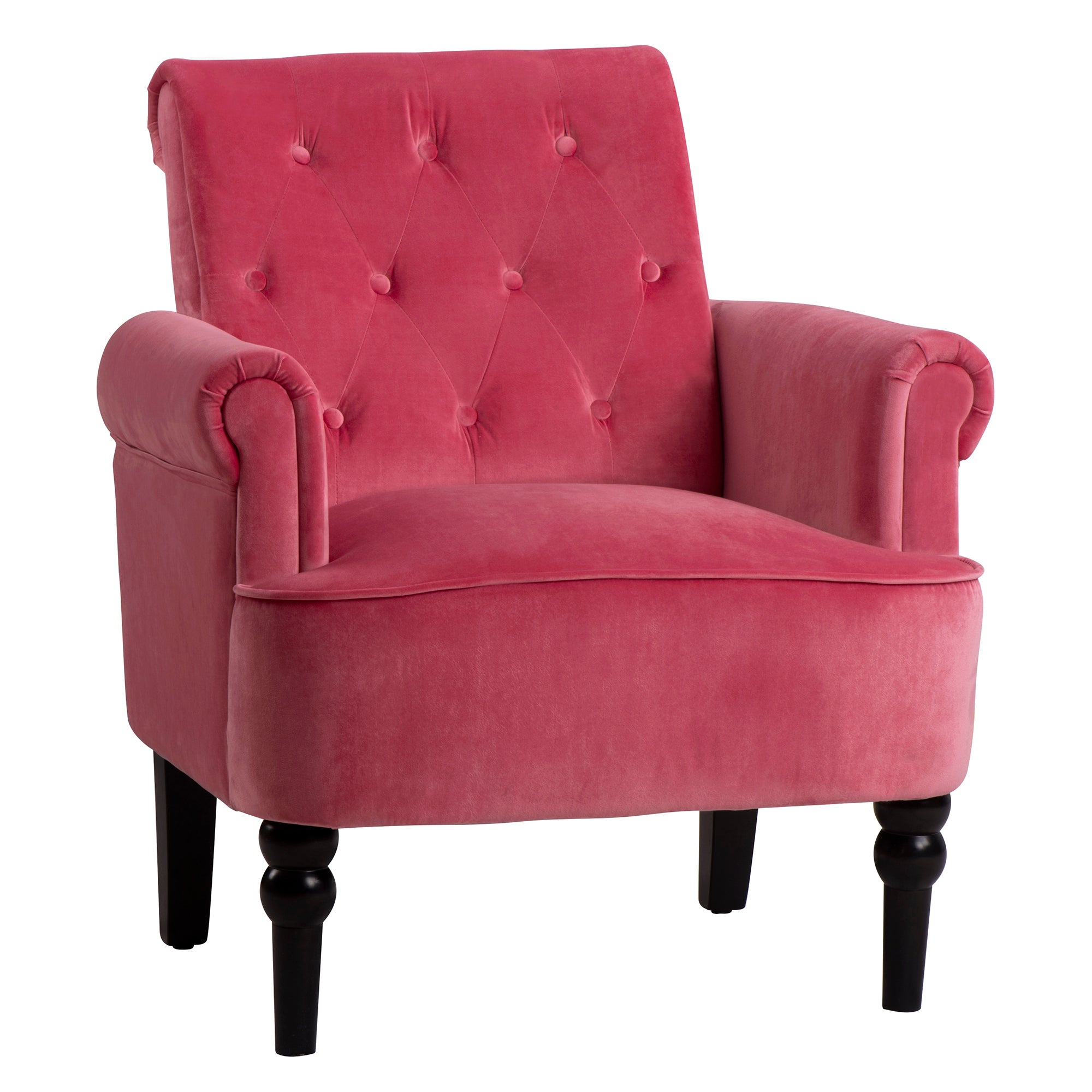 26" Wide Tufted Velvet Club Chair with Wood Legs