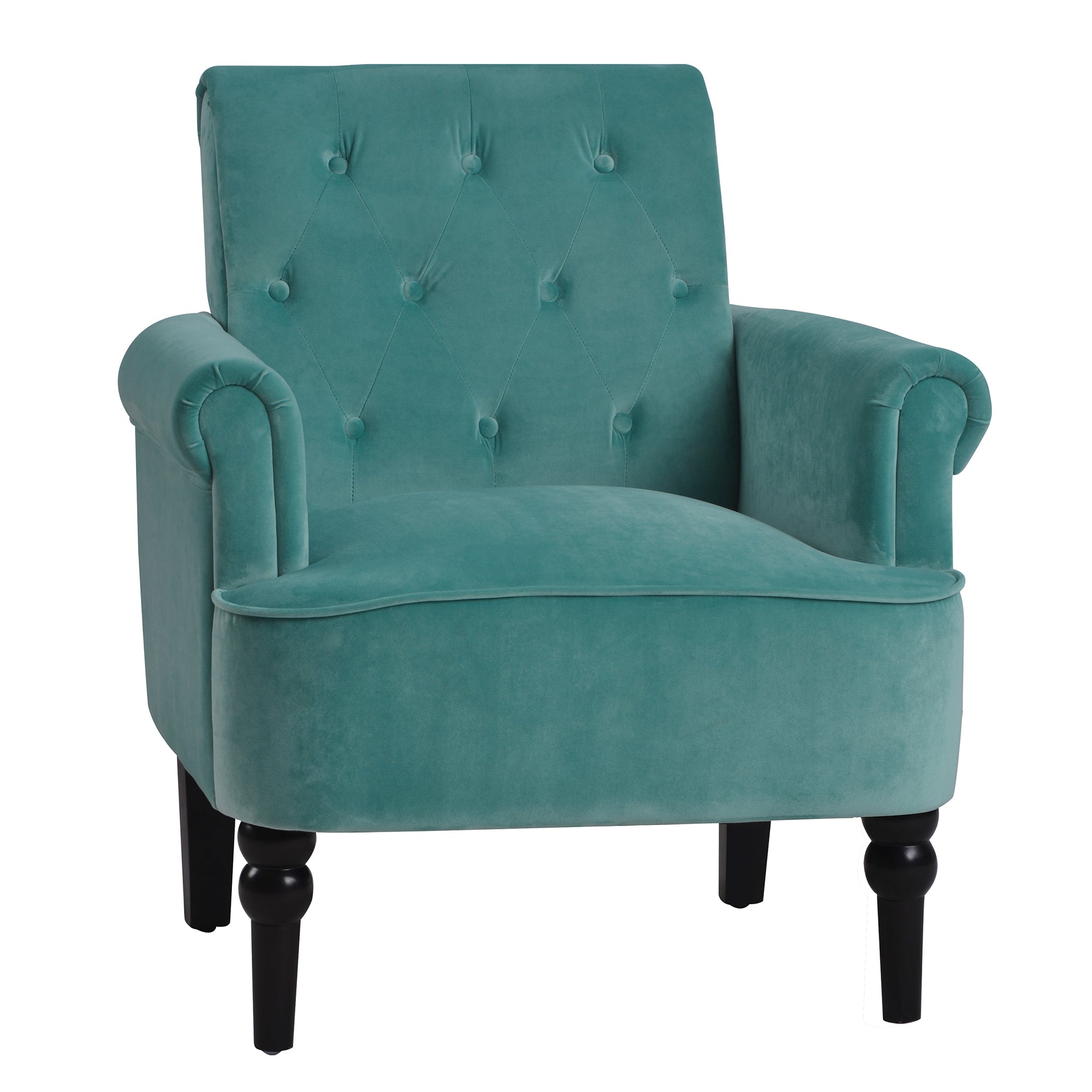 26" Wide Tufted Velvet Club Chair with Wood Legs