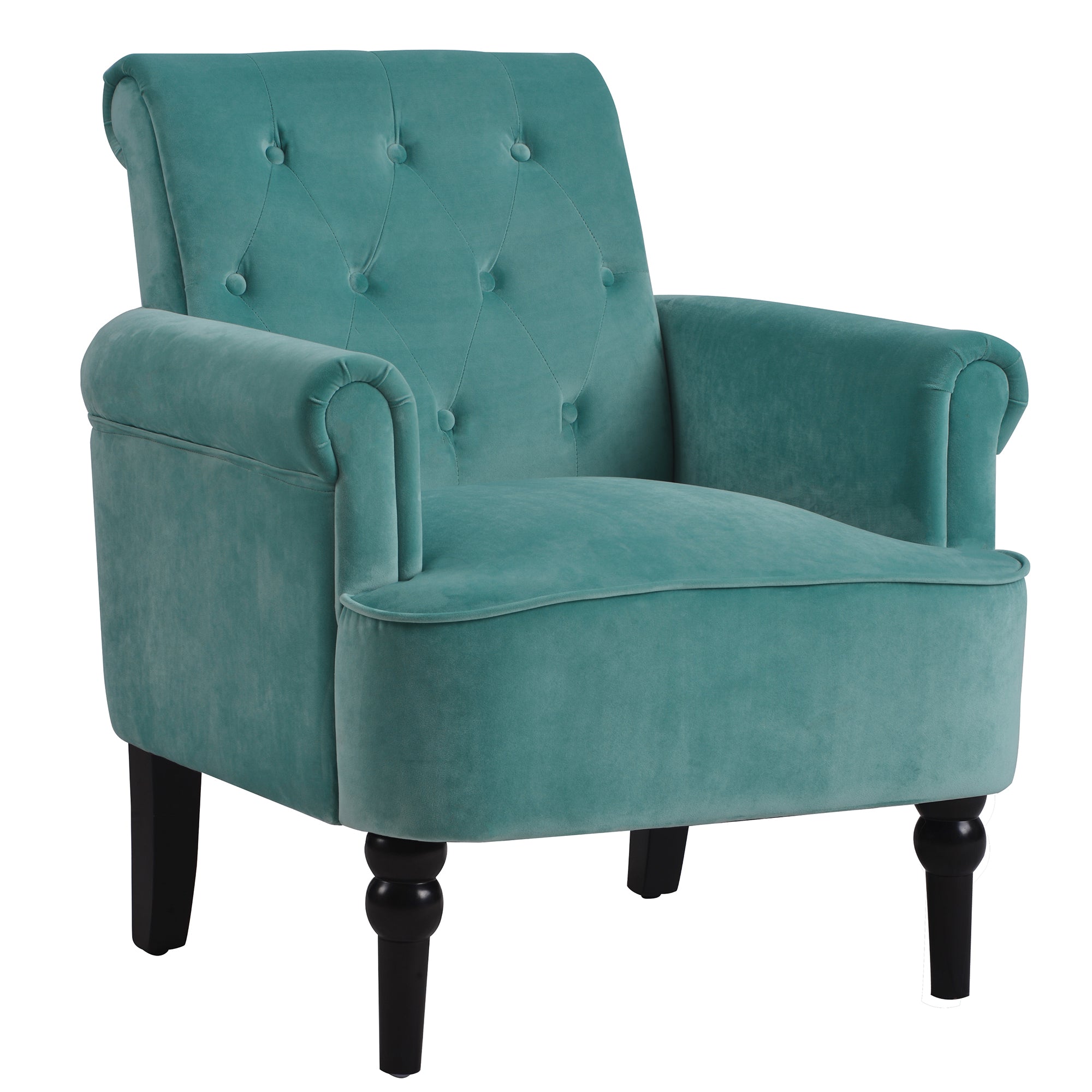 26" Wide Tufted Velvet Club Chair with Wood Legs