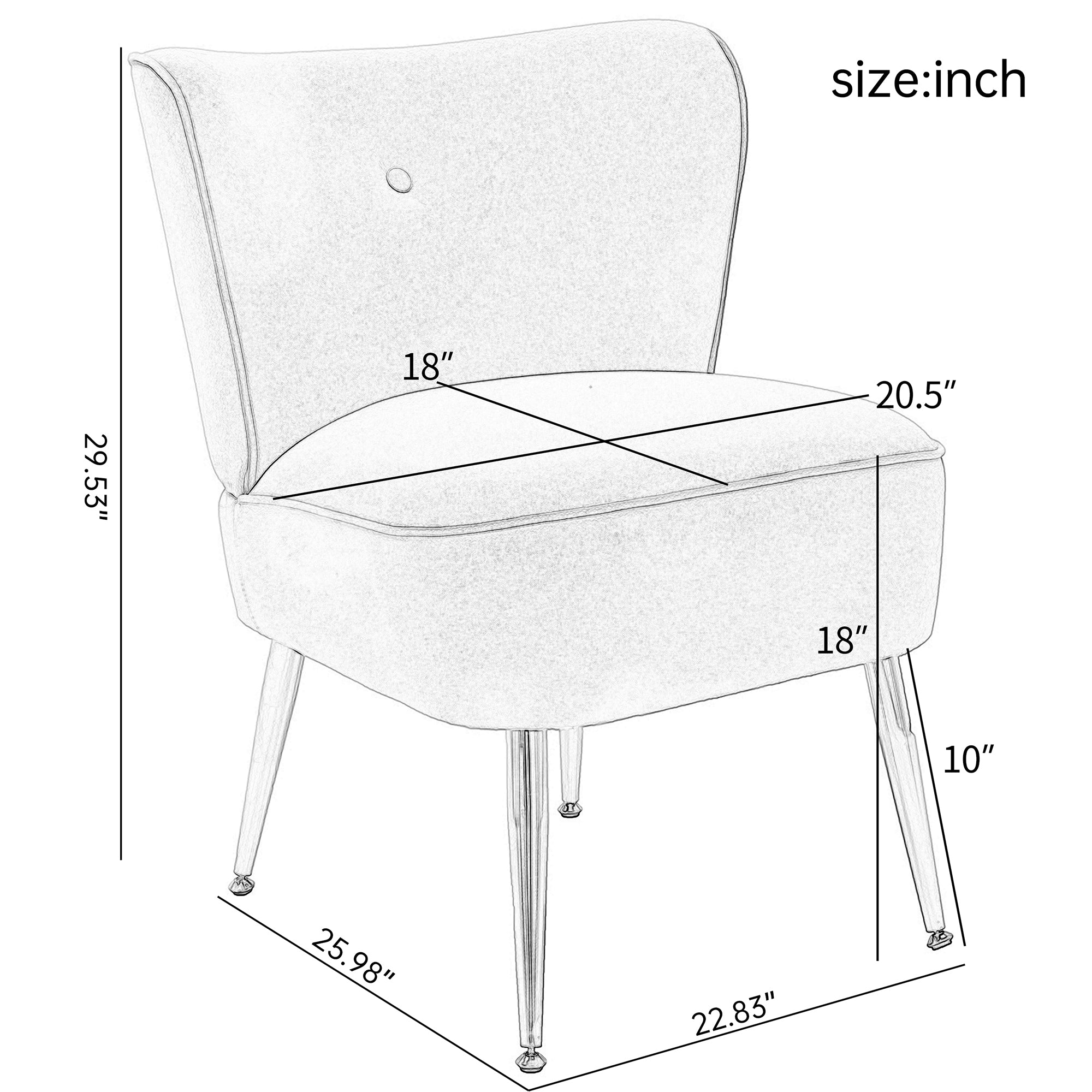 23" Wide Velvet Side Wingback Chair
