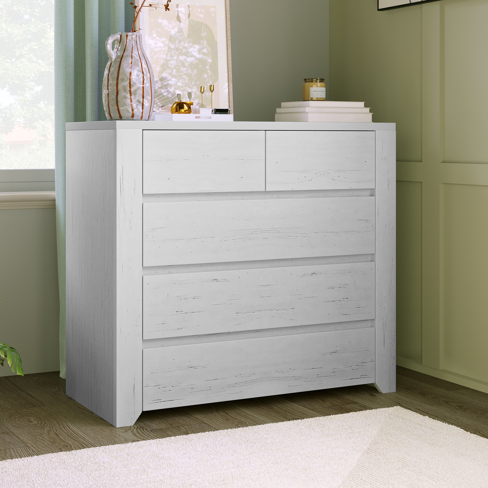 33"	Wood Accent Cabinet with 5 drawers