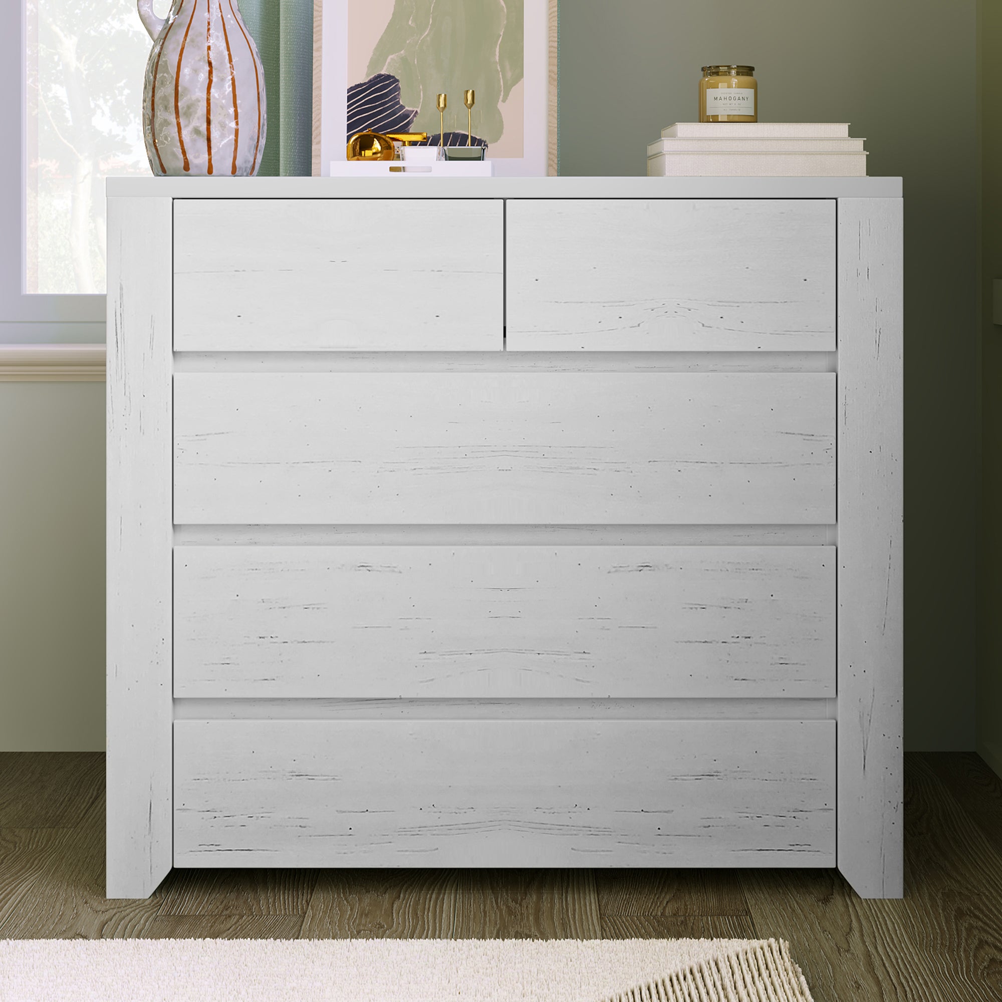 33"	Wood Accent Cabinet with 5 drawers