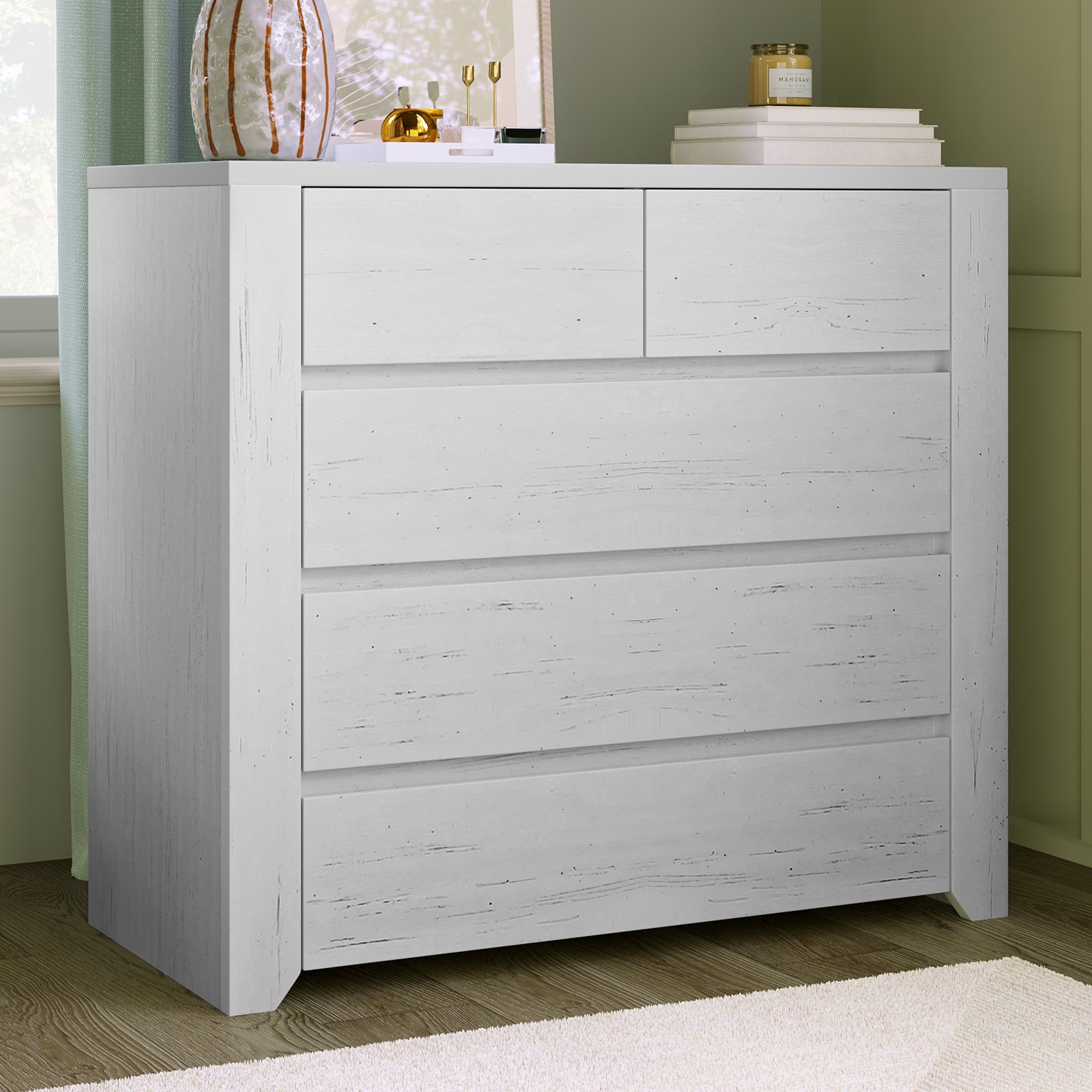 33"	Wood Accent Cabinet with 5 drawers