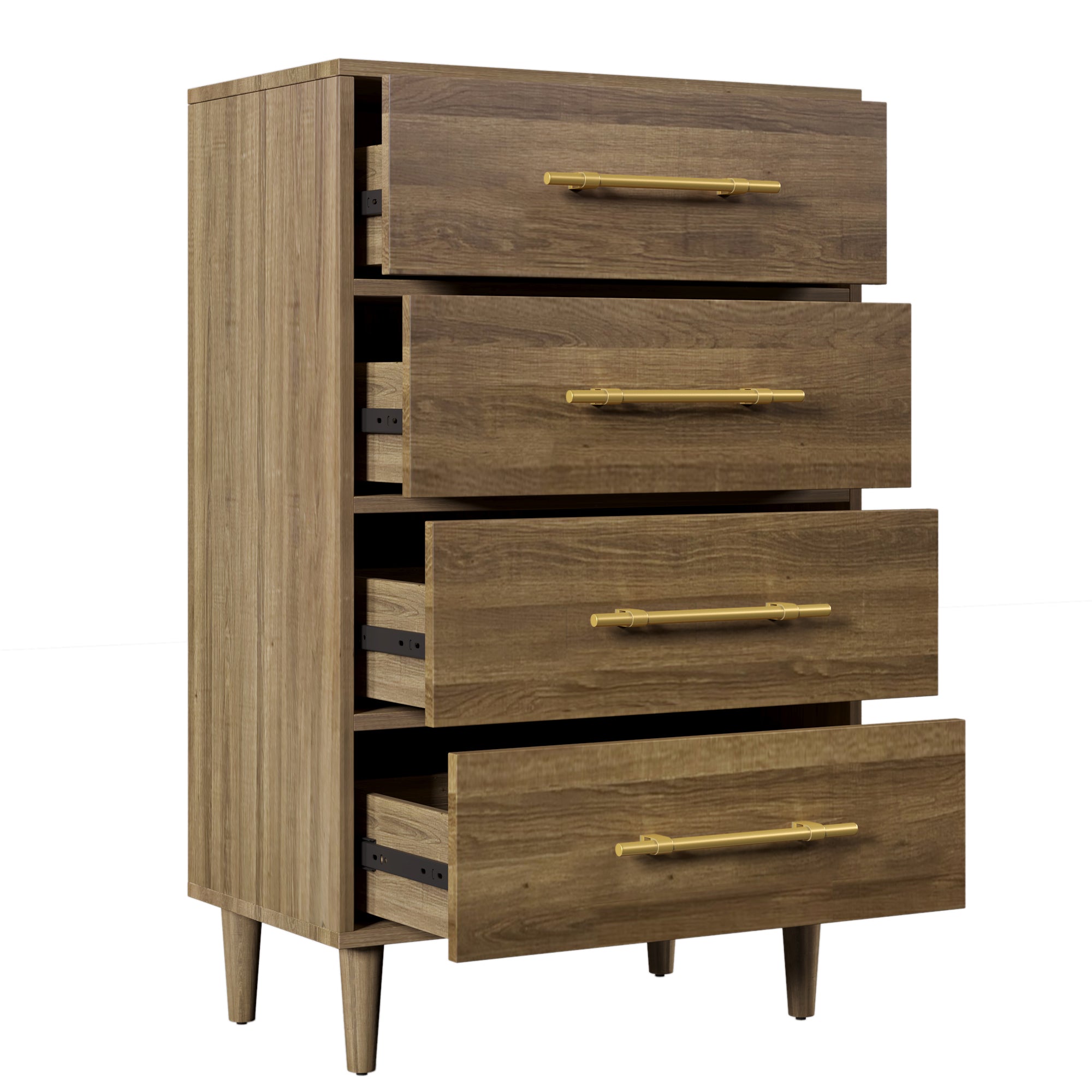 4 Drawers 30" W Wood Chest in Natural Walnut