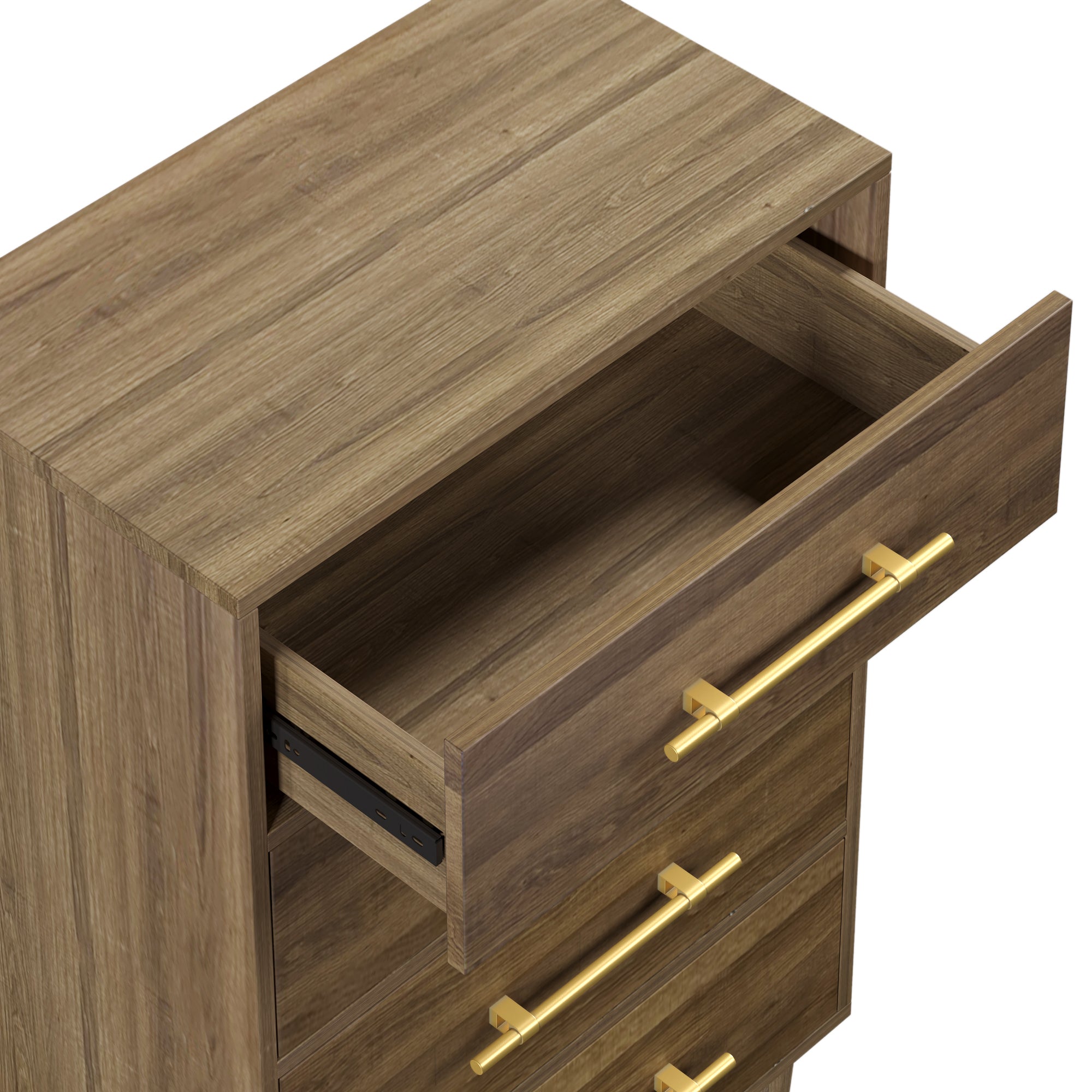 4 Drawers 30" W Wood Chest in Natural Walnut